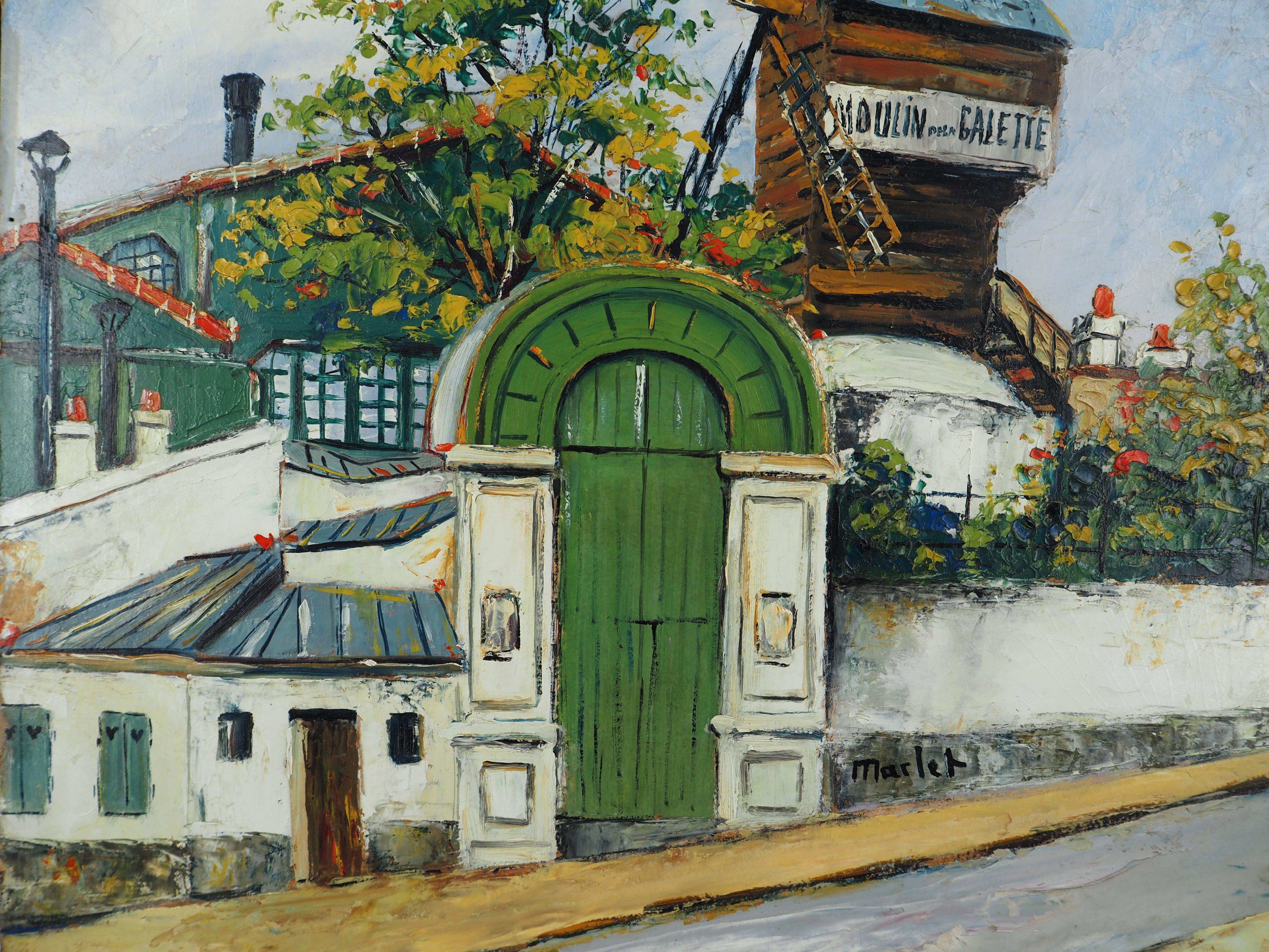 Paris, Montmartre : Moulin de la Galette (The Mill) - Oil Painting - Signed For Sale 5