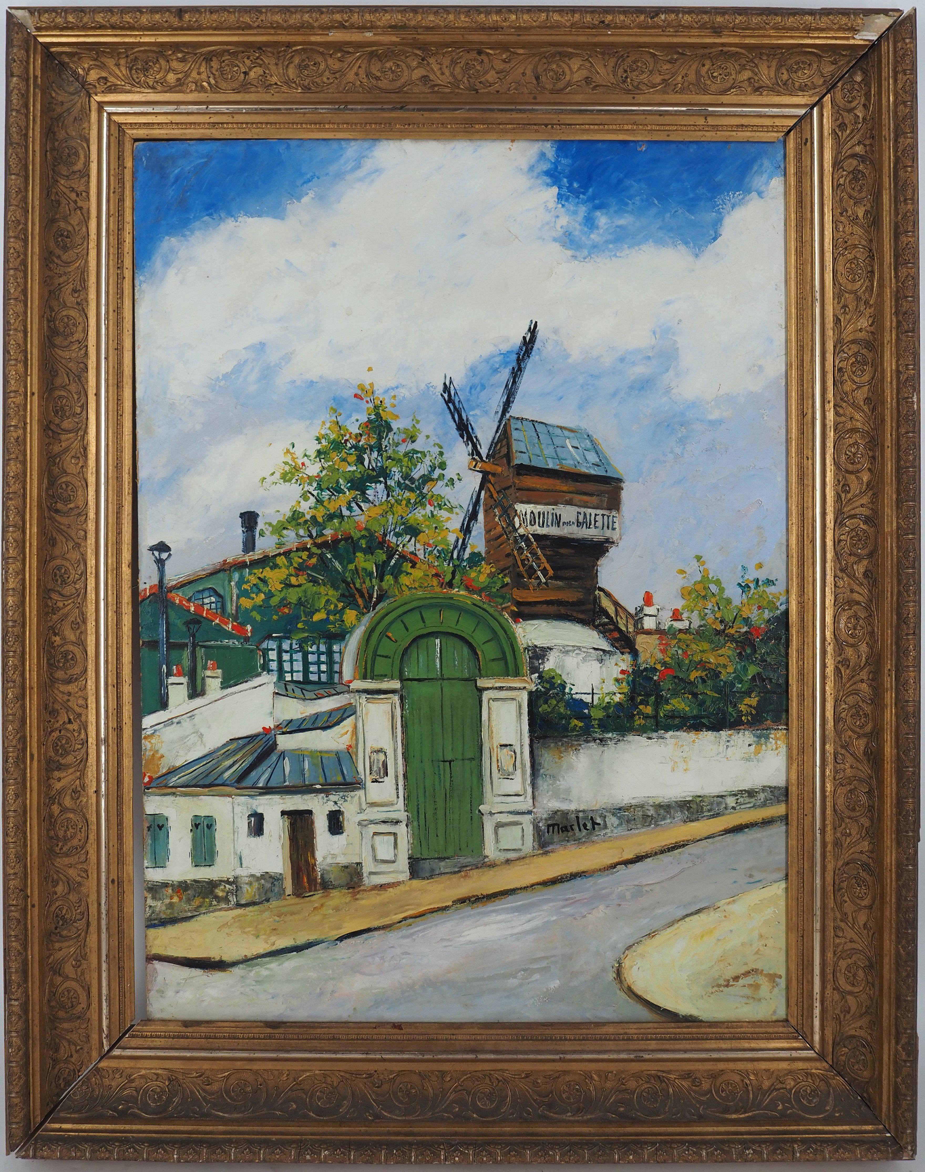 Elisée Maclet Landscape Painting - Paris, Montmartre : Moulin de la Galette (The Mill) - Oil Painting - Signed