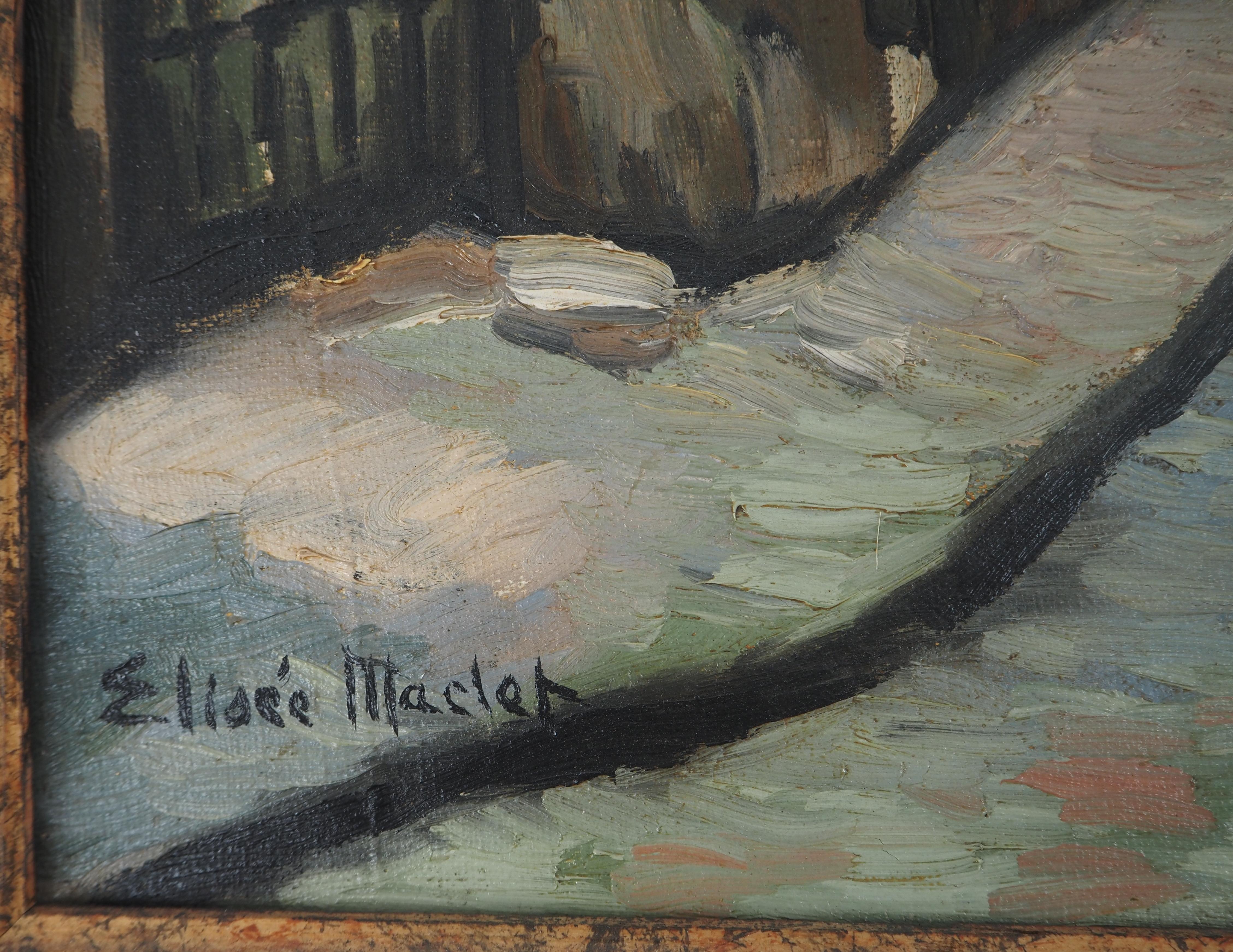 Paris, Montmartre : Rue des Daules - Original Öl auf Leinwand - Signiert – Painting von Elisée Maclet