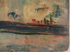 Paris, Montmartre : église Sacre Coeur et petite maison - Peinture à l'huile - Signé