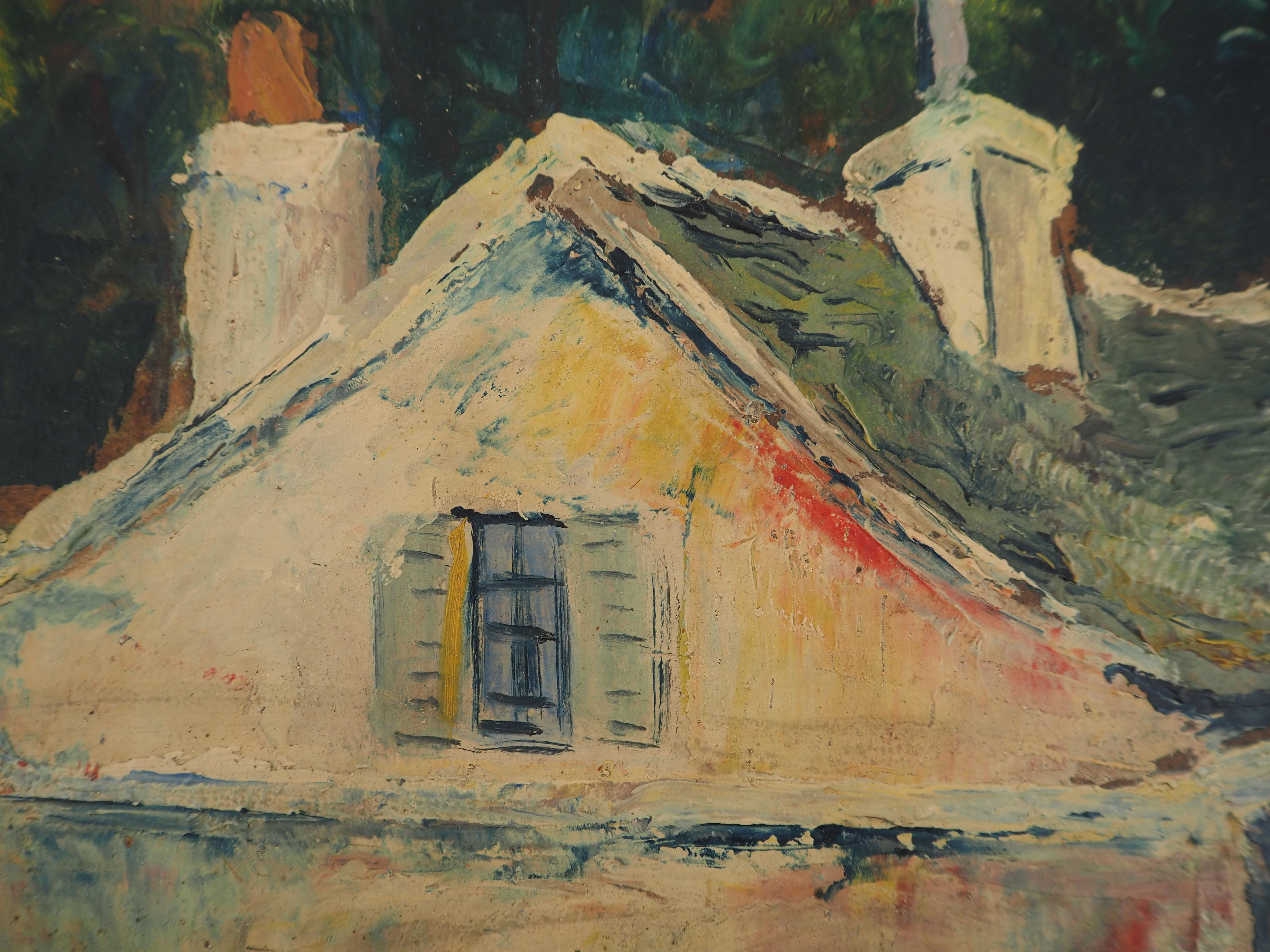 Paris, Montmartre : Sacre Coeur Church and Small House - Oil Painting - Signed 4