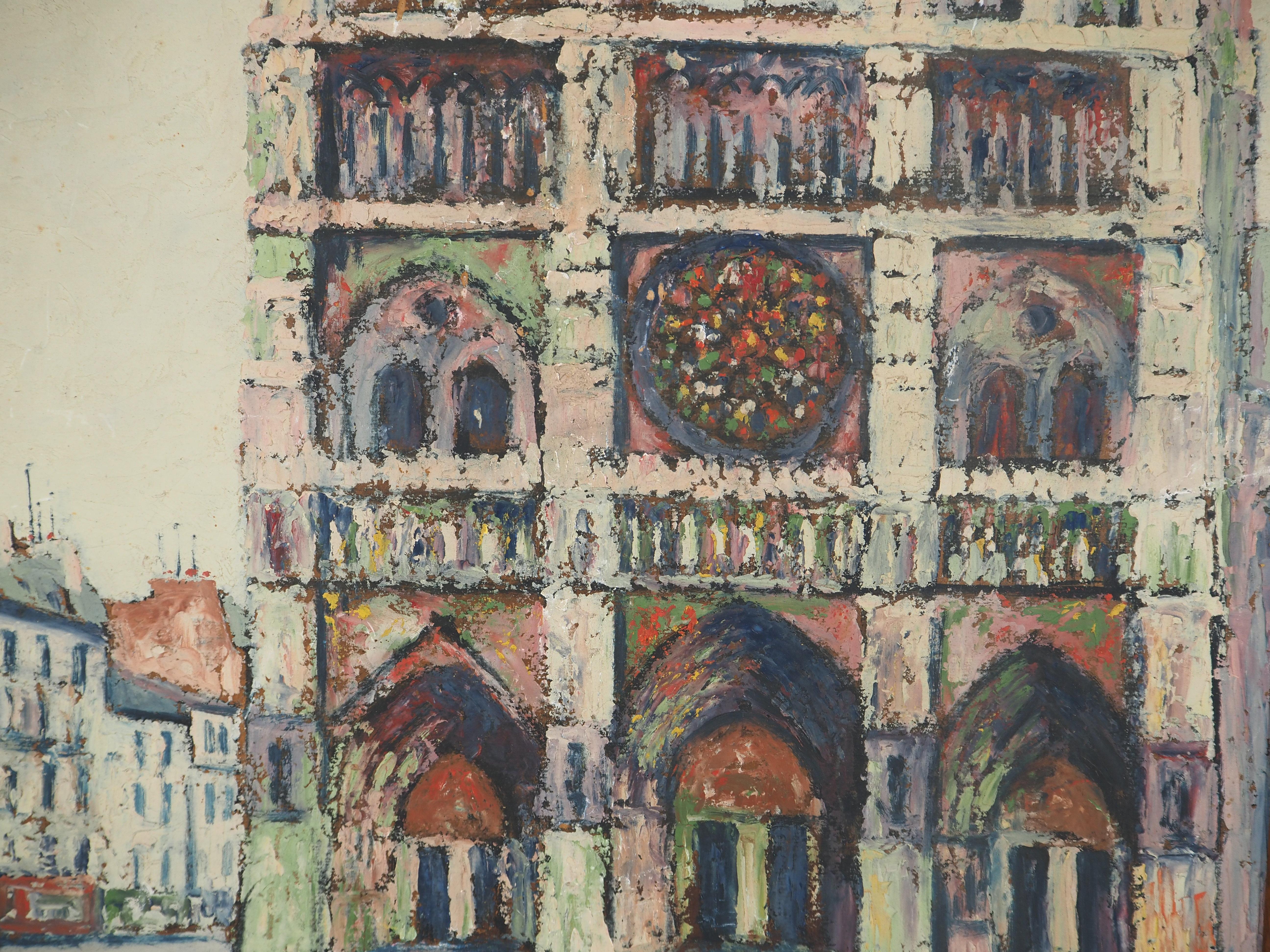 Paris, Notre Dame Church - Oil Painting - Signed For Sale 2