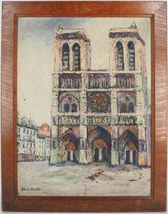 París, Iglesia de Notre Dame - Pintura al óleo - Firmado