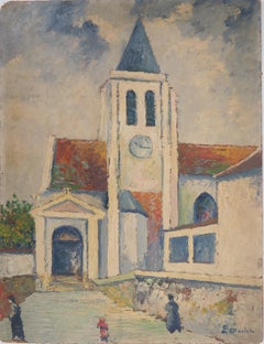 Paris, Saint Germain de Charonne Church - Oil Painting - Signed