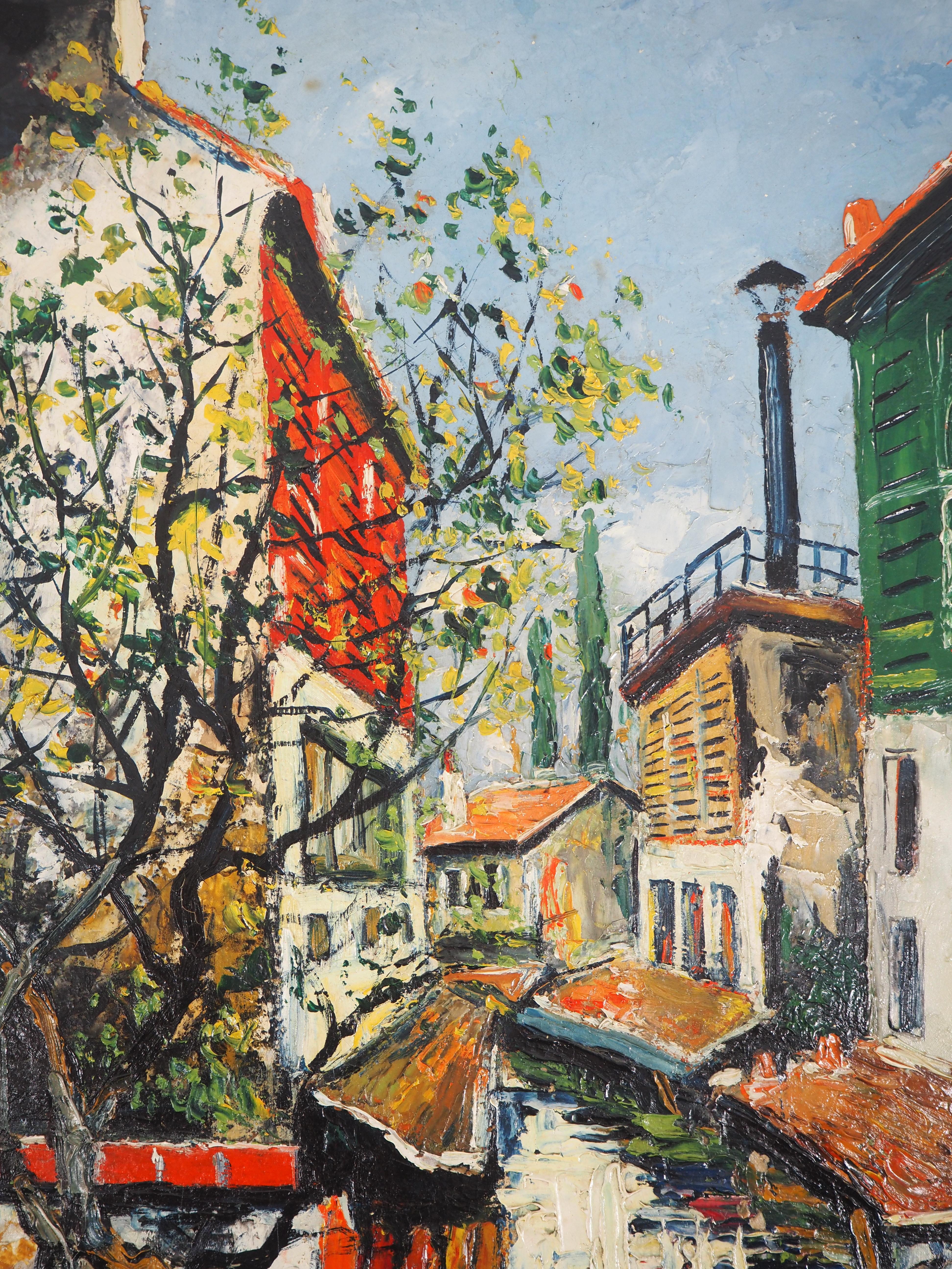 Paris : Small Houses Near Bievre River - Original oil on panel - Signed For Sale 2