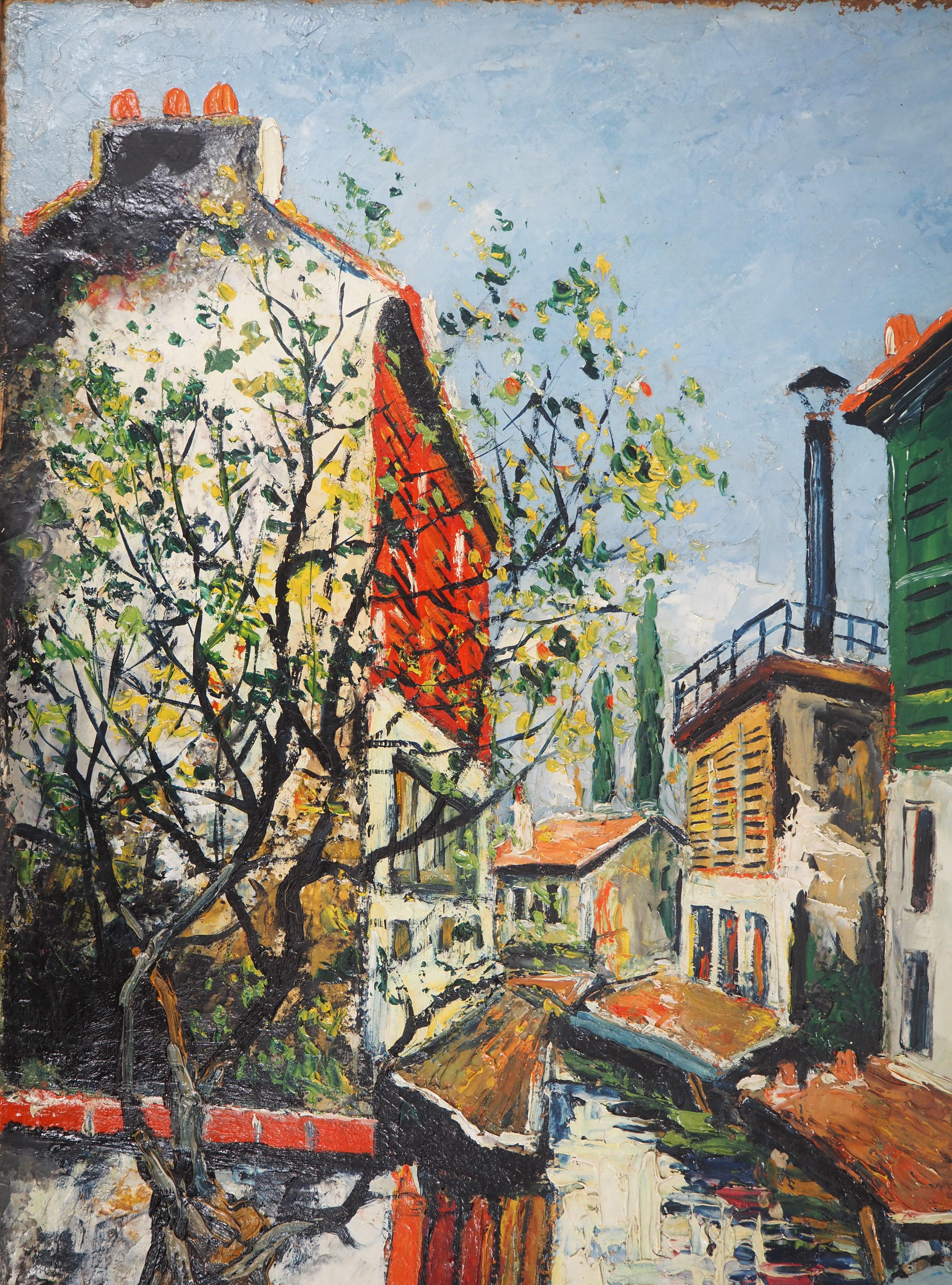 Elisée MACLET (1881-1962)
Paris : Kleine Häuser in der Nähe des Flusses Bievre, ca. 1920

Original Öl auf Platte
Signiert unten links
Auf Karton 55 x 46 cm (ca. 22 x 18