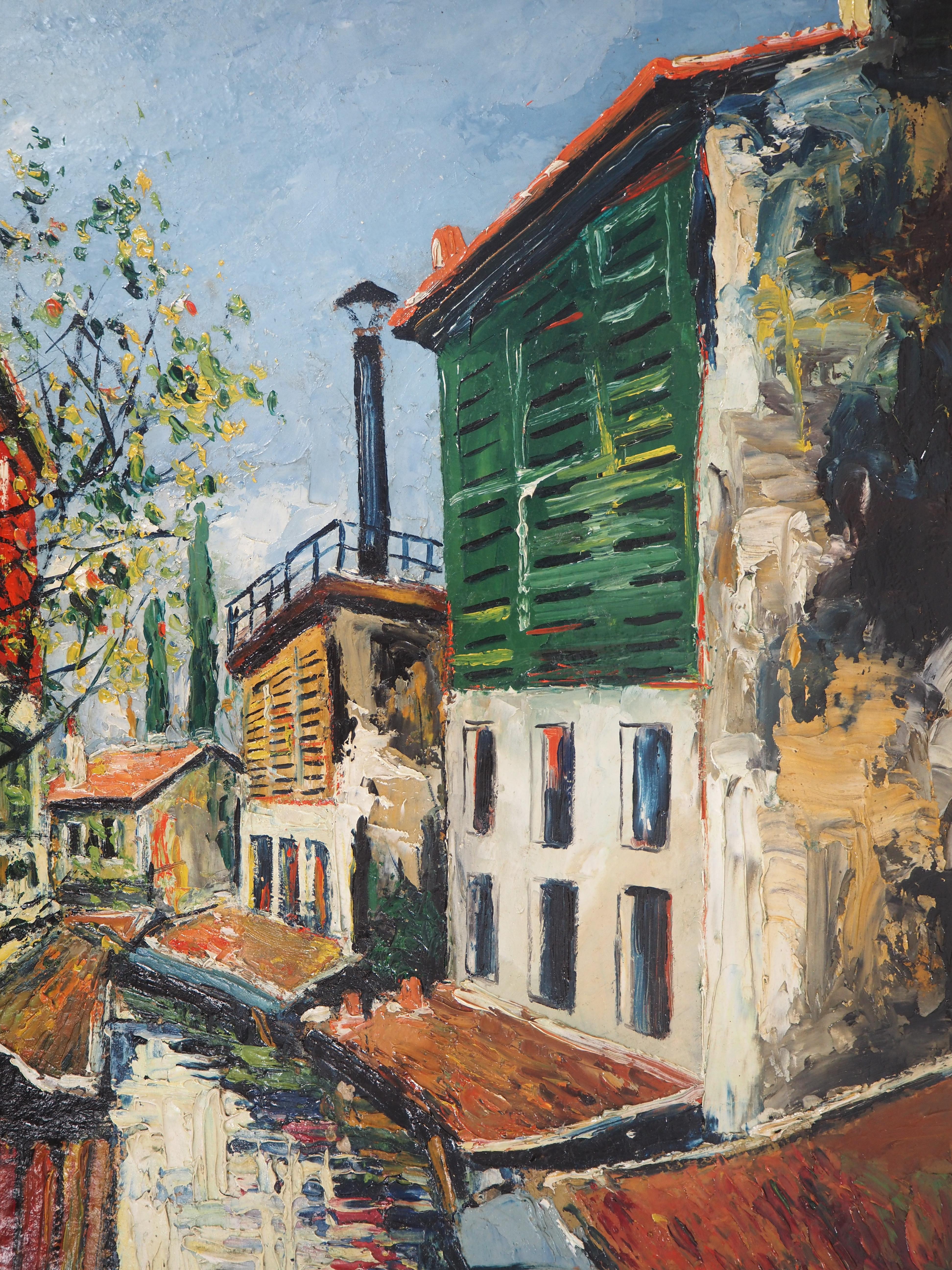 Paris : Small Houses Near Bievre River - Original oil on panel - Signed - Post-Impressionist Painting by Elisée Maclet