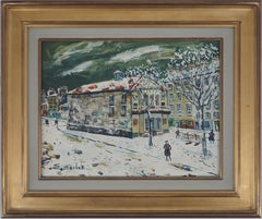 Paris, Winter in Montmartre, Theatre - Original oil on canvas - Signed