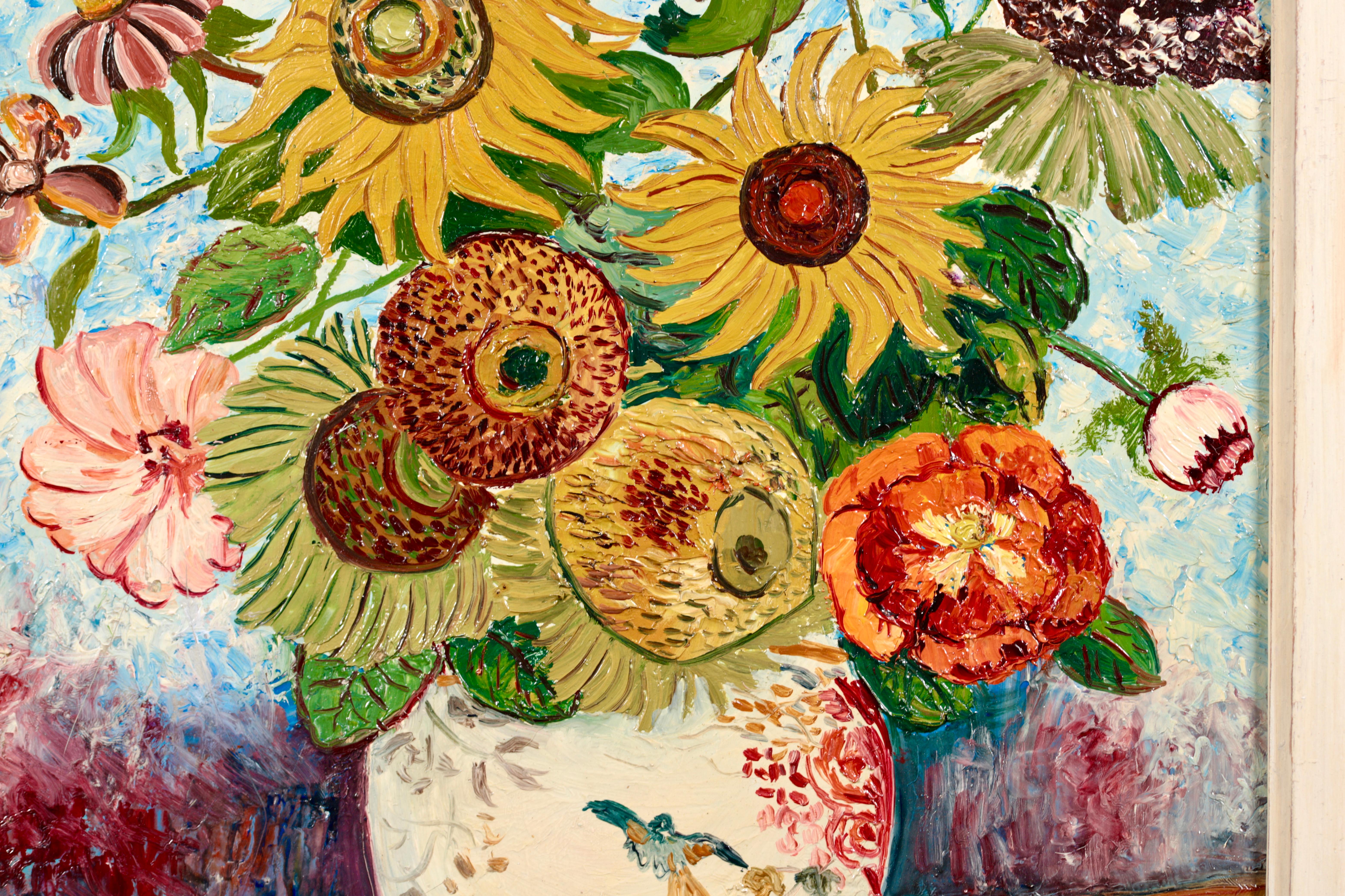 Sunflowers - Impressionist Oil, Still Life Flowers by Elisee Maclet 3