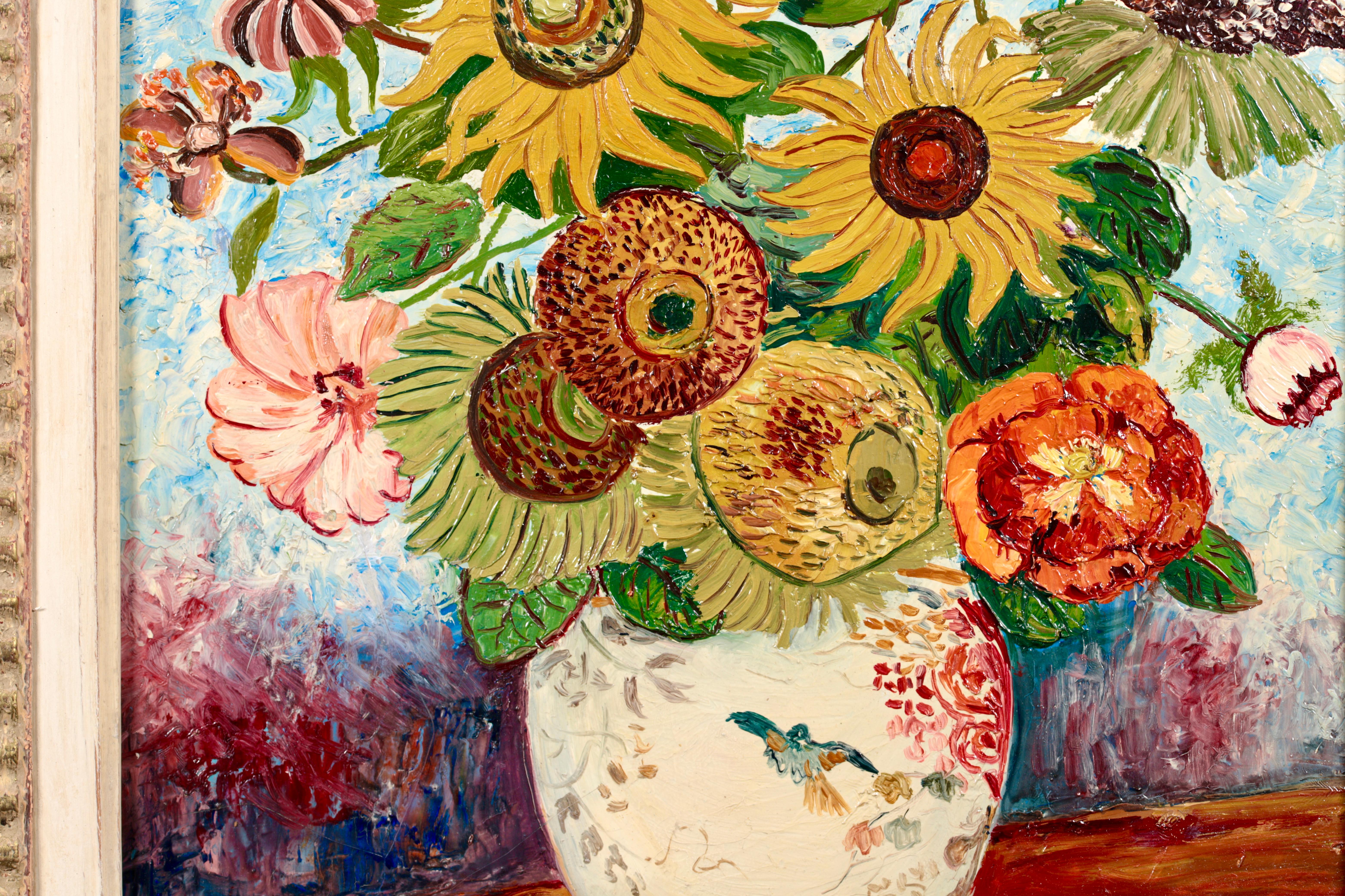 Sunflowers - Impressionist Oil, Still Life Flowers by Elisee Maclet 4