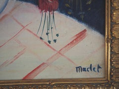 Hommage à Van Gogh : Fleurs sur fond jaune - Huile sur toile - Signé