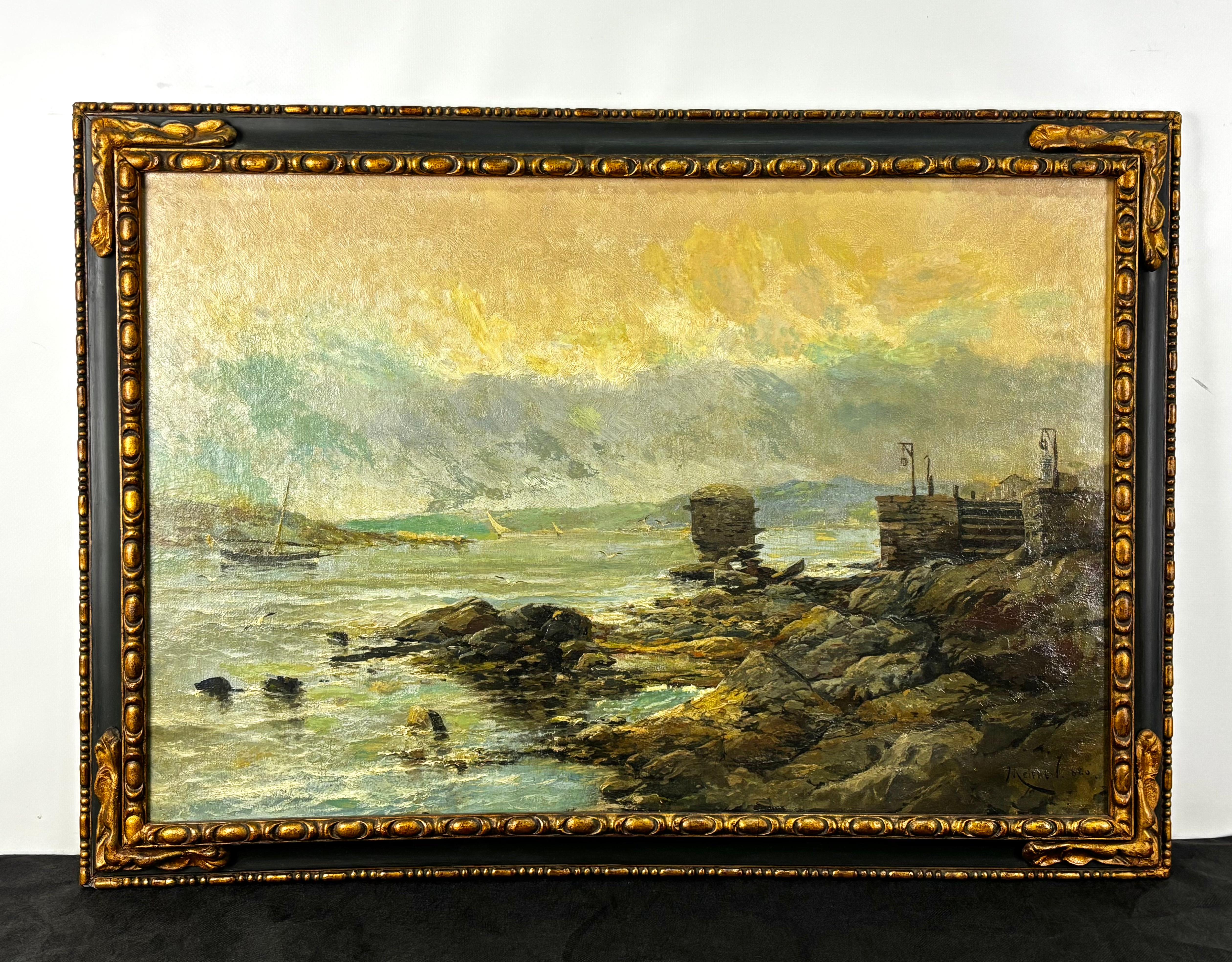 Eliseu Meifrèn 'Napolitan View', 1886, Impressionist Seascape Oil on Canvas - Painting by Eliseo Meifrén Roig
