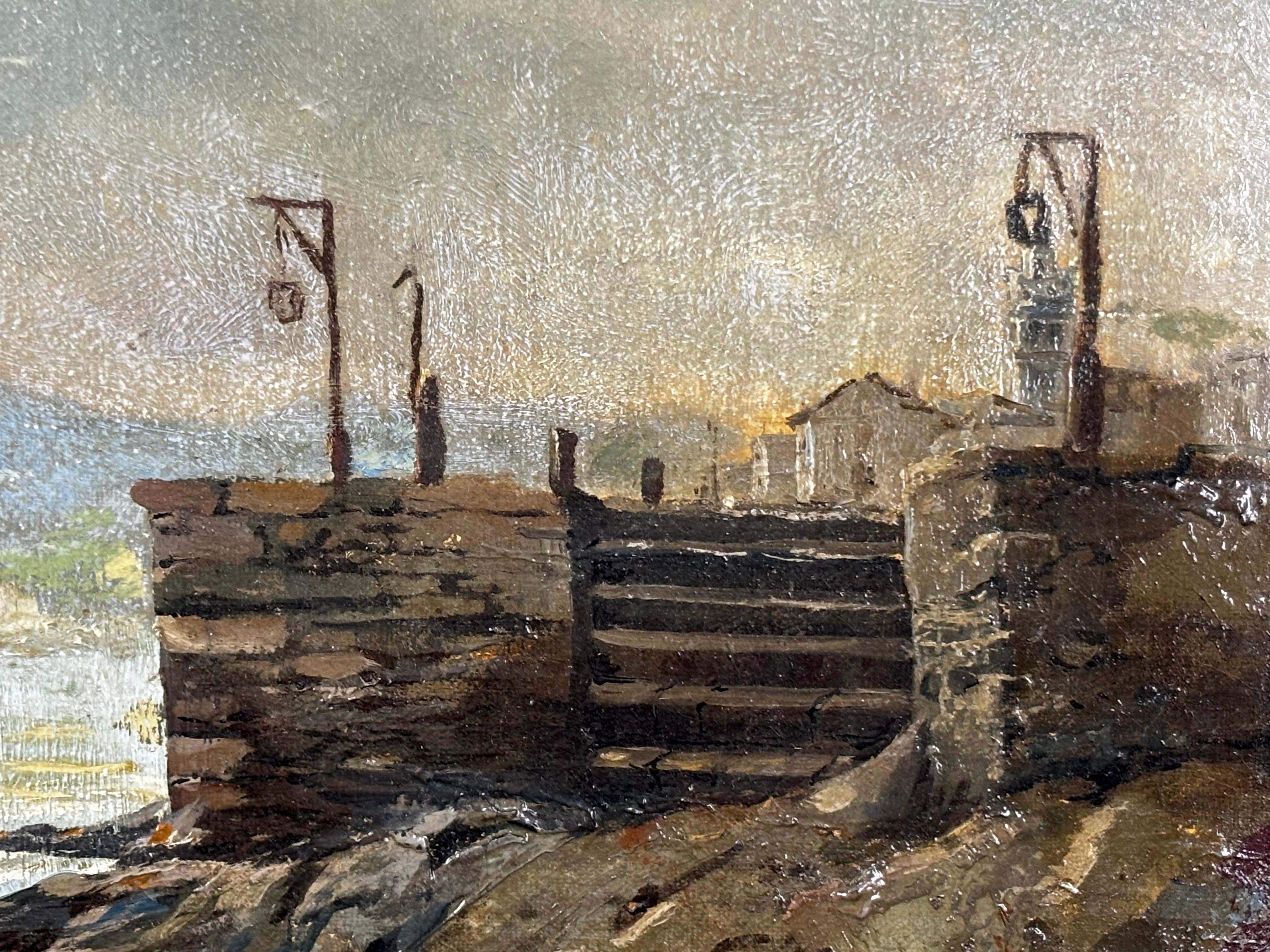 Eliseu Meifrèn 'Napolitan View', 1886, Impressionist Seascape Oil on Canvas - Brown Landscape Painting by Eliseo Meifrén Roig
