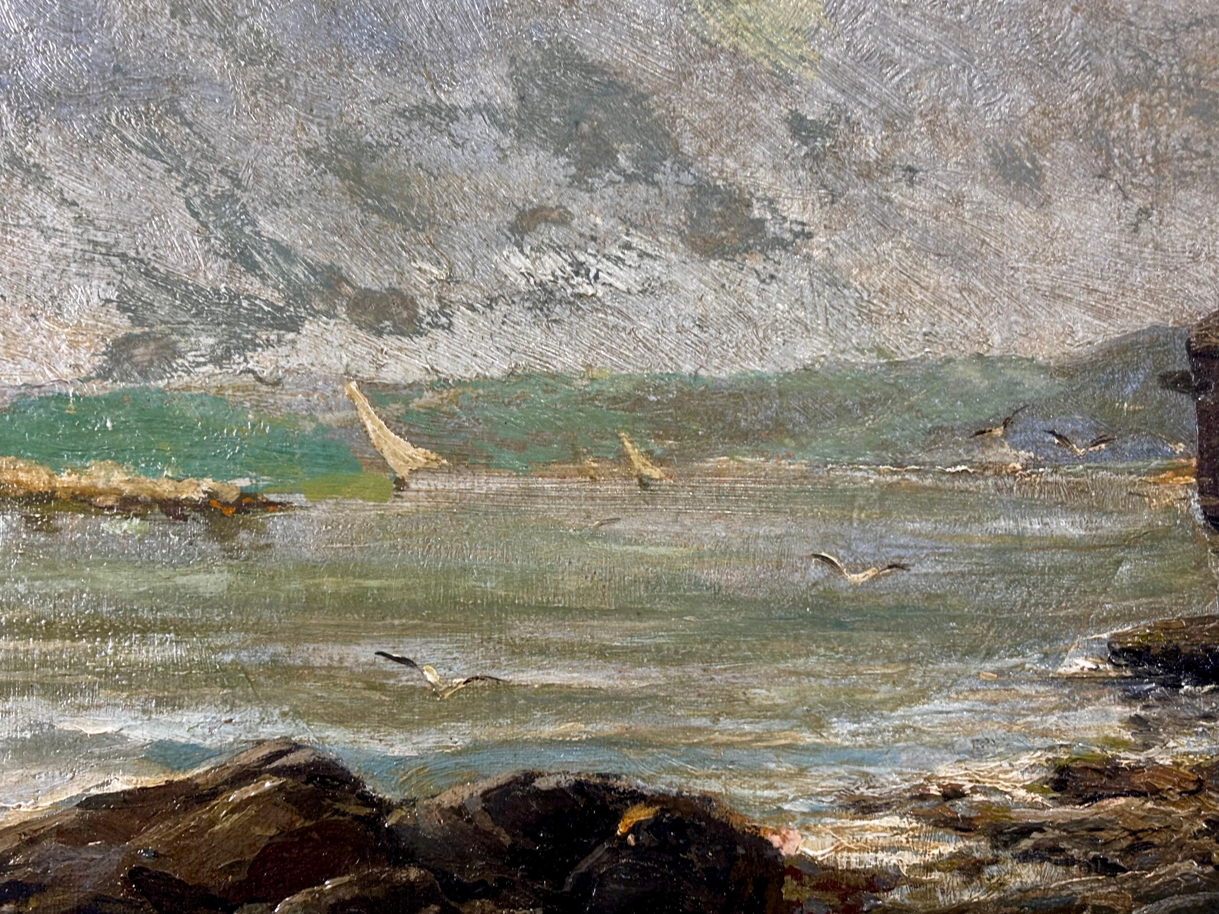 Eliseu Meifrèn 'Napolitan View', 1886, Impressionist Seascape Oil on Canvas For Sale 3
