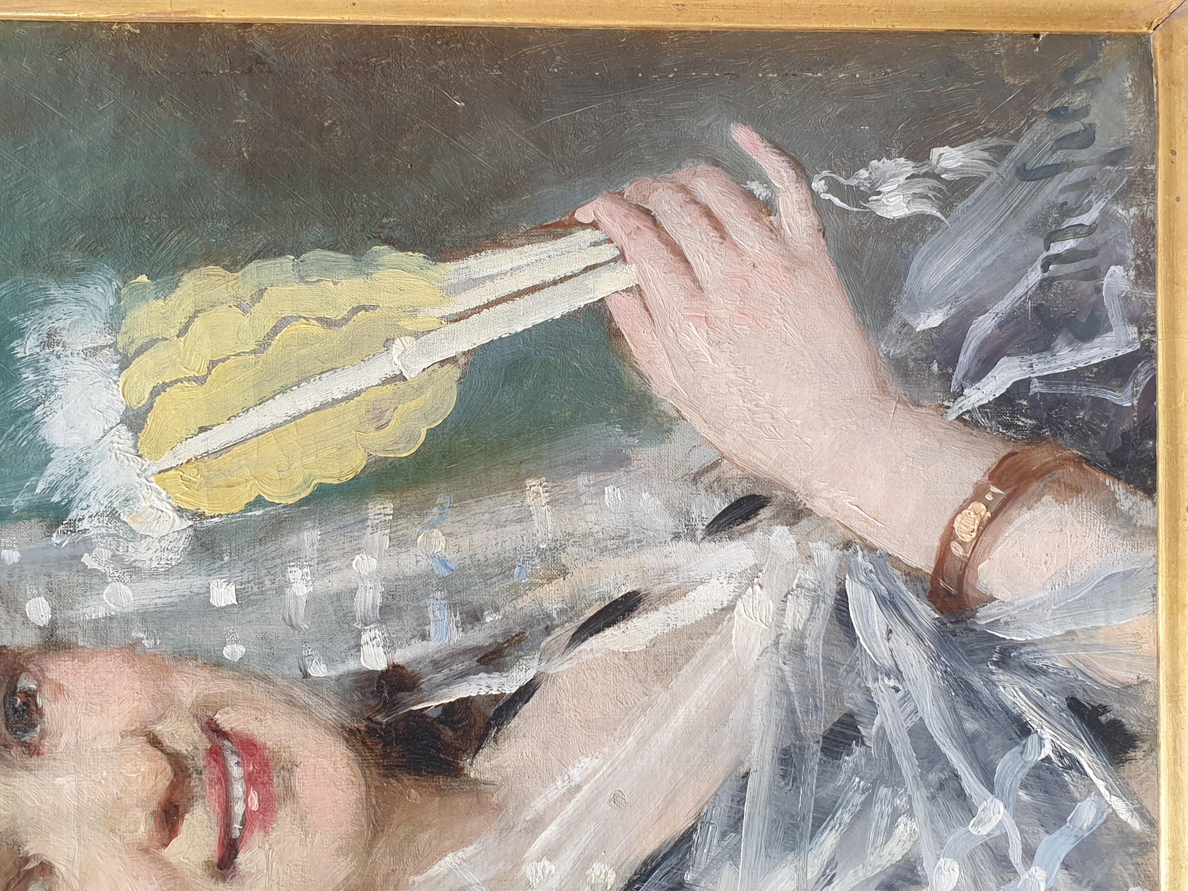 MEIFREN Painting portrait Spanish woman with a fan 19th century For Sale 1