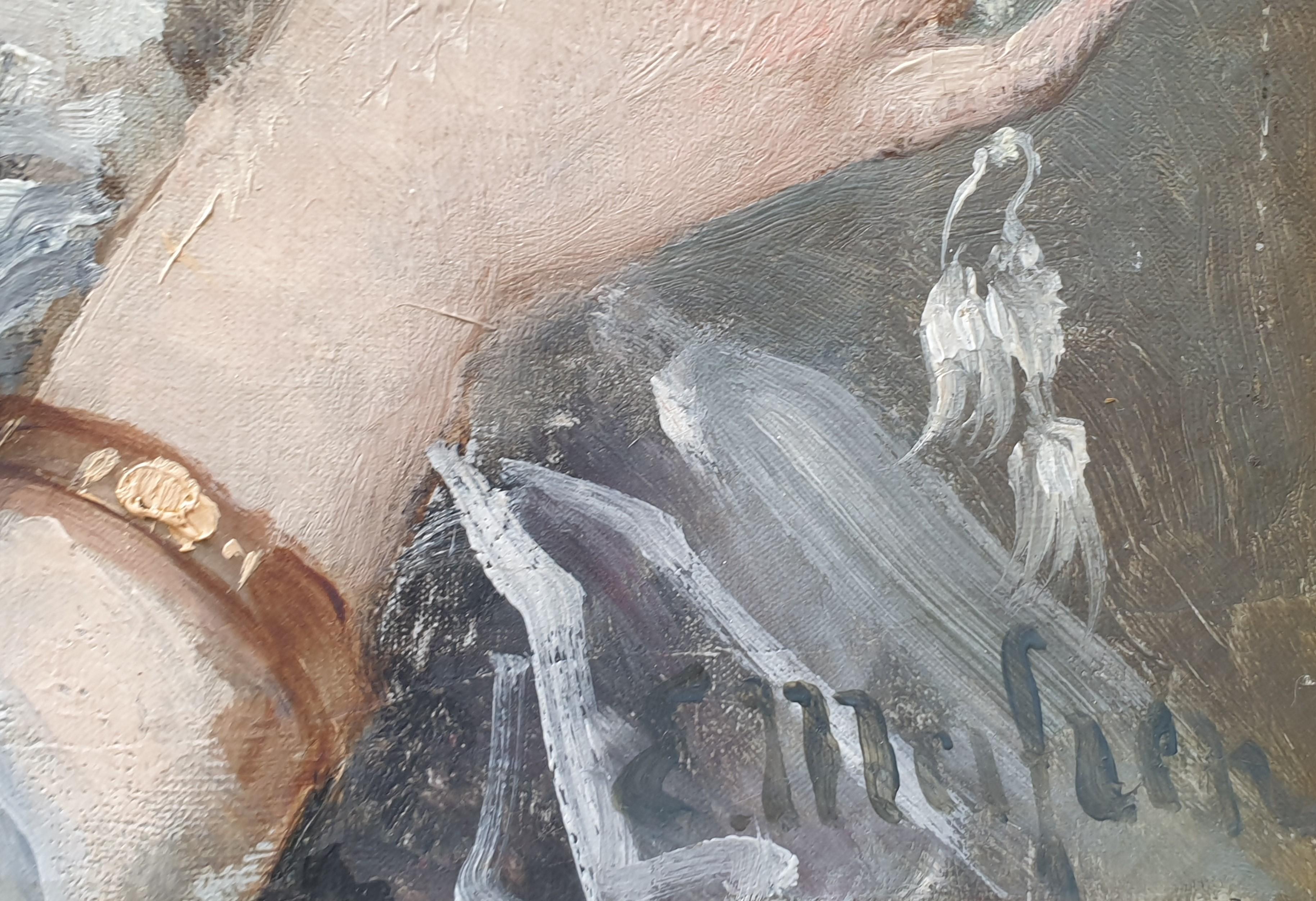 MEIFREN Painting portrait Spanish woman with a fan 19th century For Sale 3