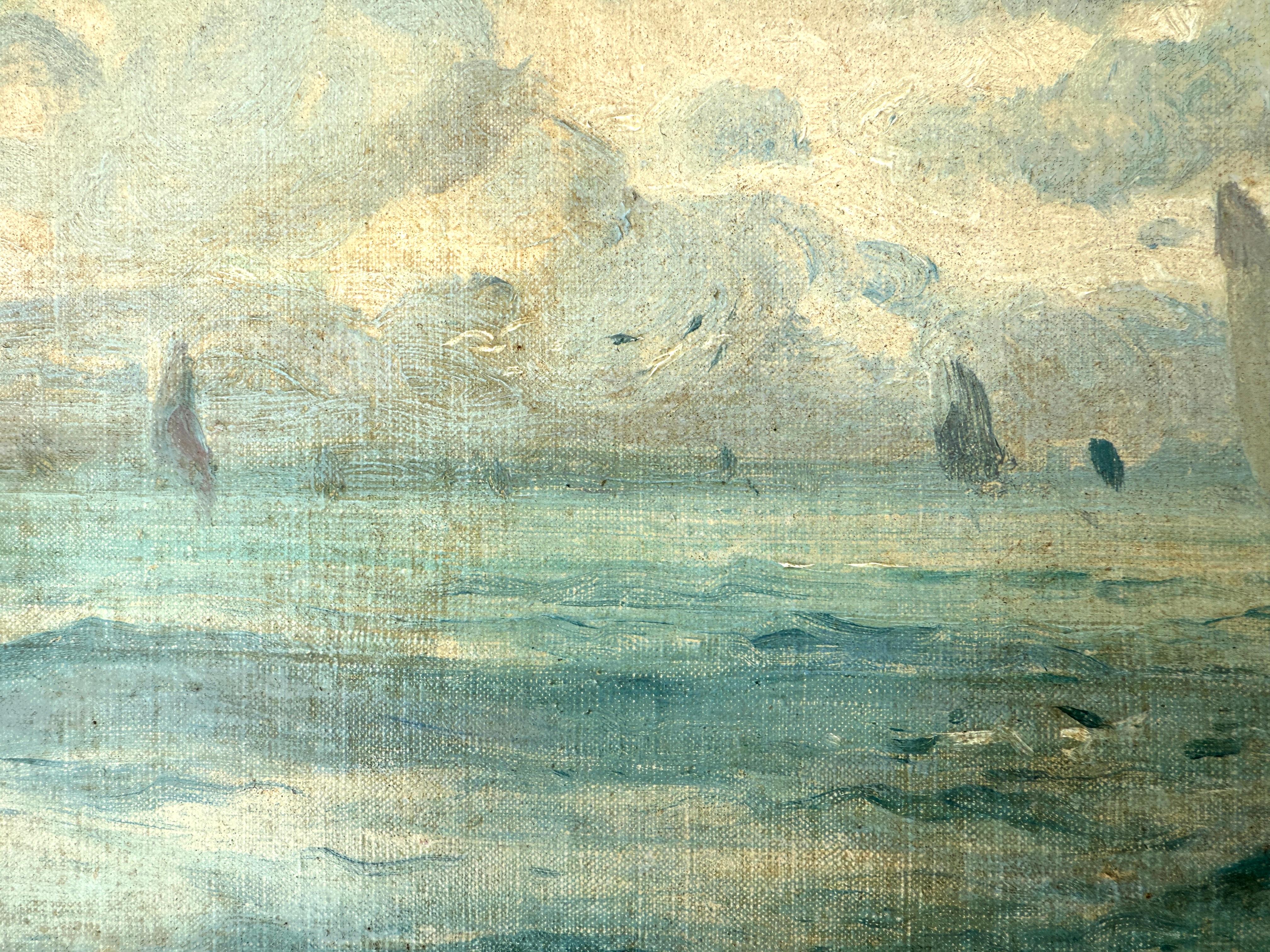 Eliseo Meifrén i Roig (Barcelone, 1859-1940)

Paysage marin avec voiliers - Peinture à l'huile originale
Dimensions (toile) : 37 × 44 cm (14.56 × 17.32 in)
Dimensions (encadré) : 53 × 60 cm (20.86 × 23.62 in)
Support : Huile sur carton (huile sur