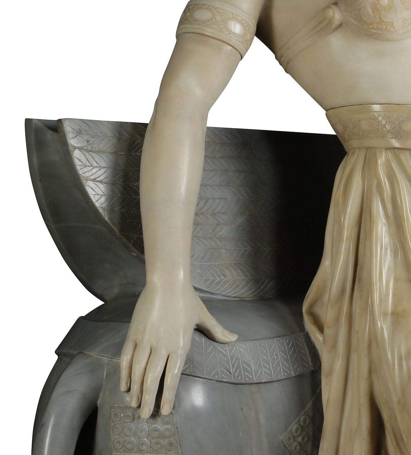 Lifesize Italian 19th Century Orientalist Marble Sculpture of Assyrian Princess For Sale 8