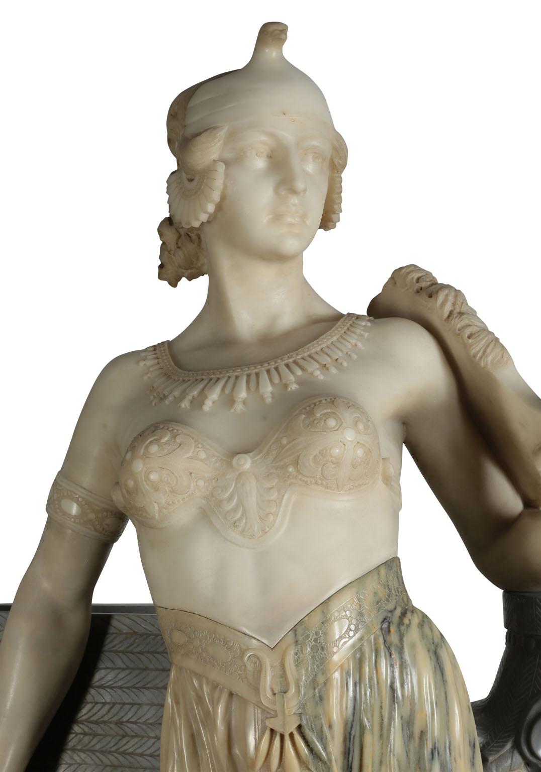 Lifesize Italian 19th Century Orientalist Marble Sculpture of Assyrian Princess - Black Nude Sculpture by Eliseo Tuderte Fattorini