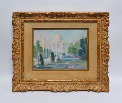 Antique Impressionist Landscape Painting, "Taj Mahal, India", Elisha Wetherill