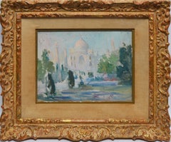 Antique Impressionist Landscape Painting, "Taj Mahal, India", Elisha Wetherill