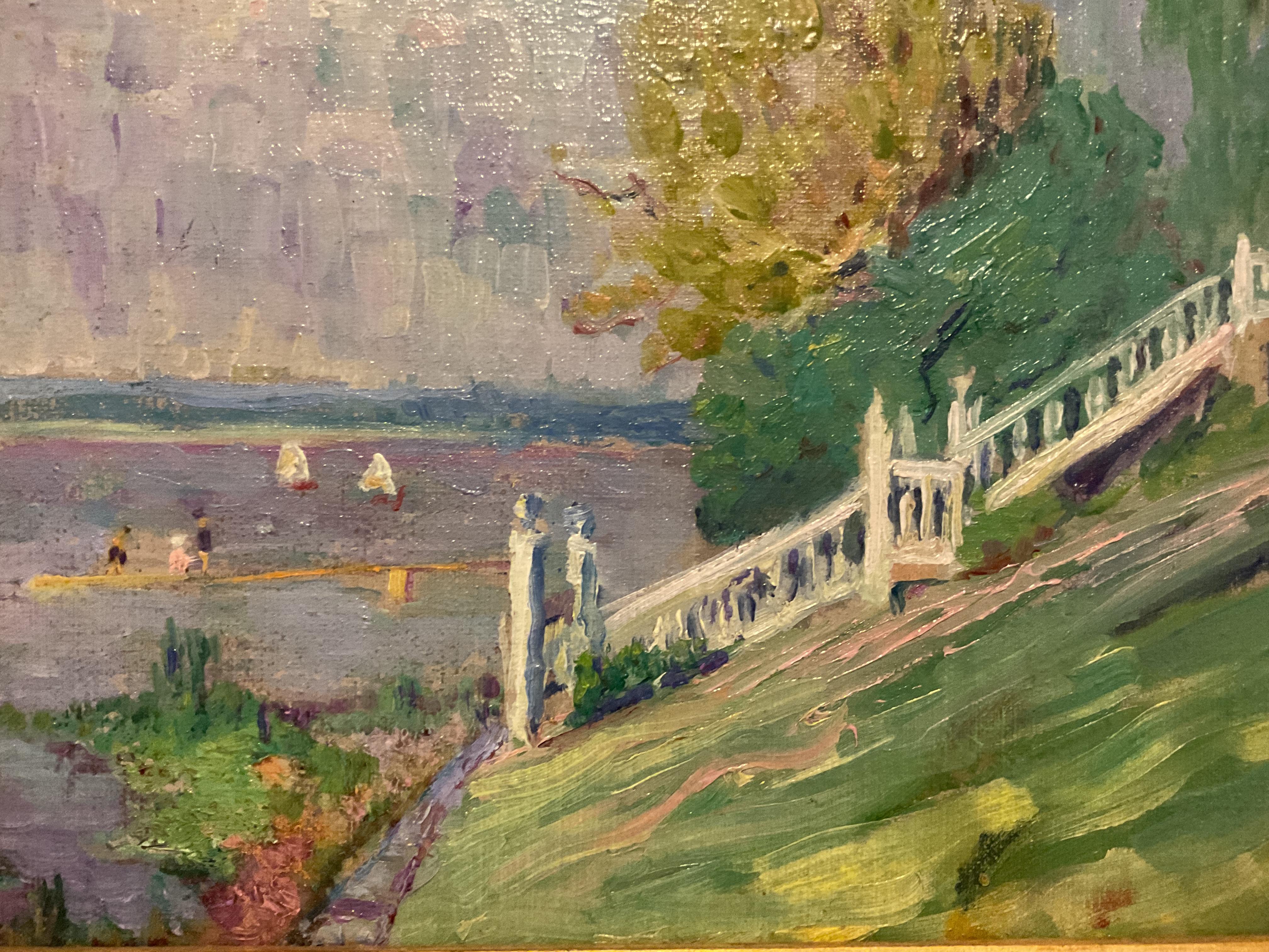 Grazioso dipinto impressionista americano della costa del New England di Elisha K. Wetherill - Painting di Elisha Kent Kane Wetherill