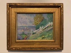 Grazioso dipinto impressionista americano della costa del New England di Elisha K. Wetherill