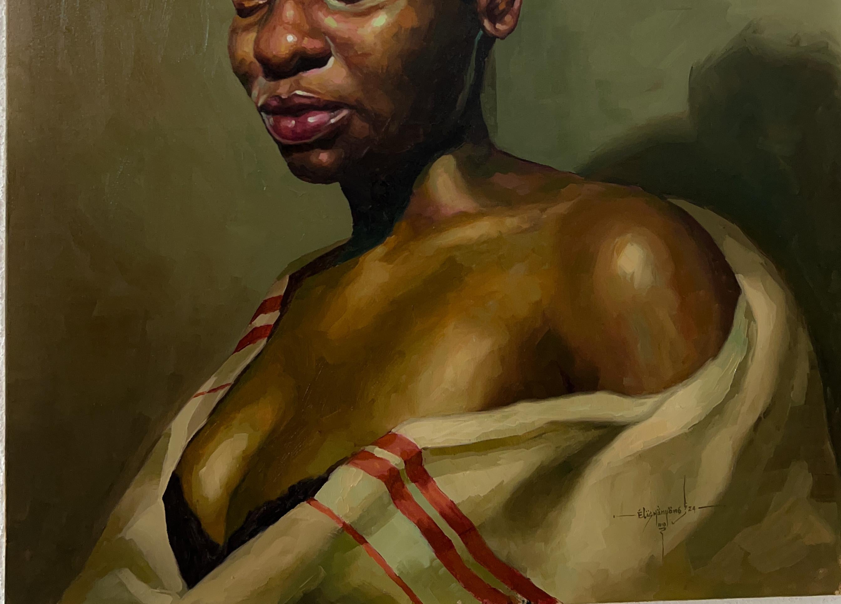 Bohemio  - Siglo XXI, Contemporáneo, Figurativo, Surrealismo, África, Mujeres - Painting Expresionista de Elisha Nyong