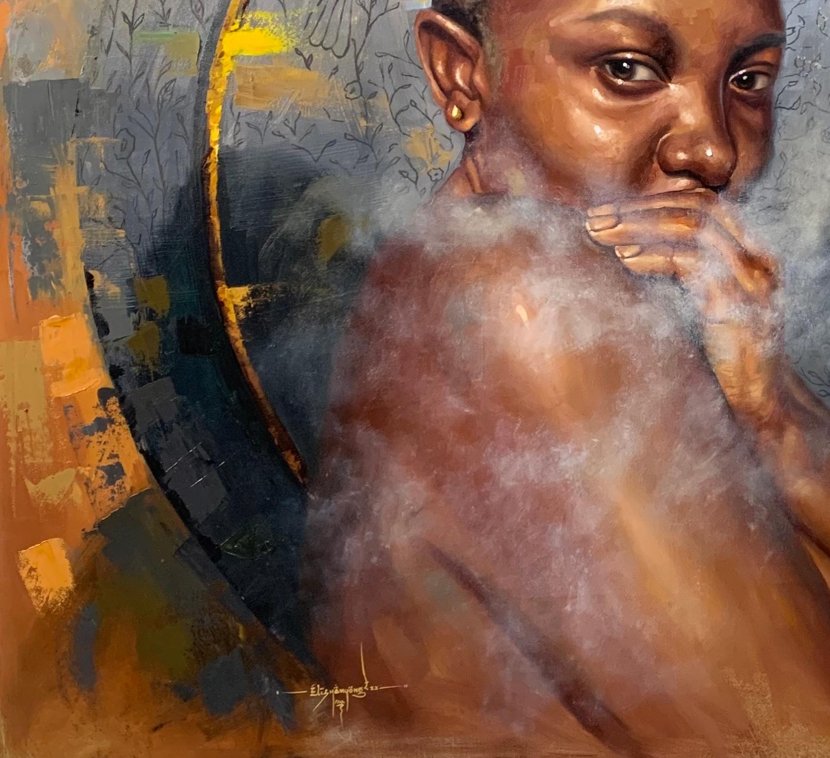 Human nature’s bane is discontentment; The concept of beauty in the contemporary
African is tied around superficial elements like skin tone and hair type. This piece is the second piece of a series titled “Hurricanes of the Soul”. It’s targeted at