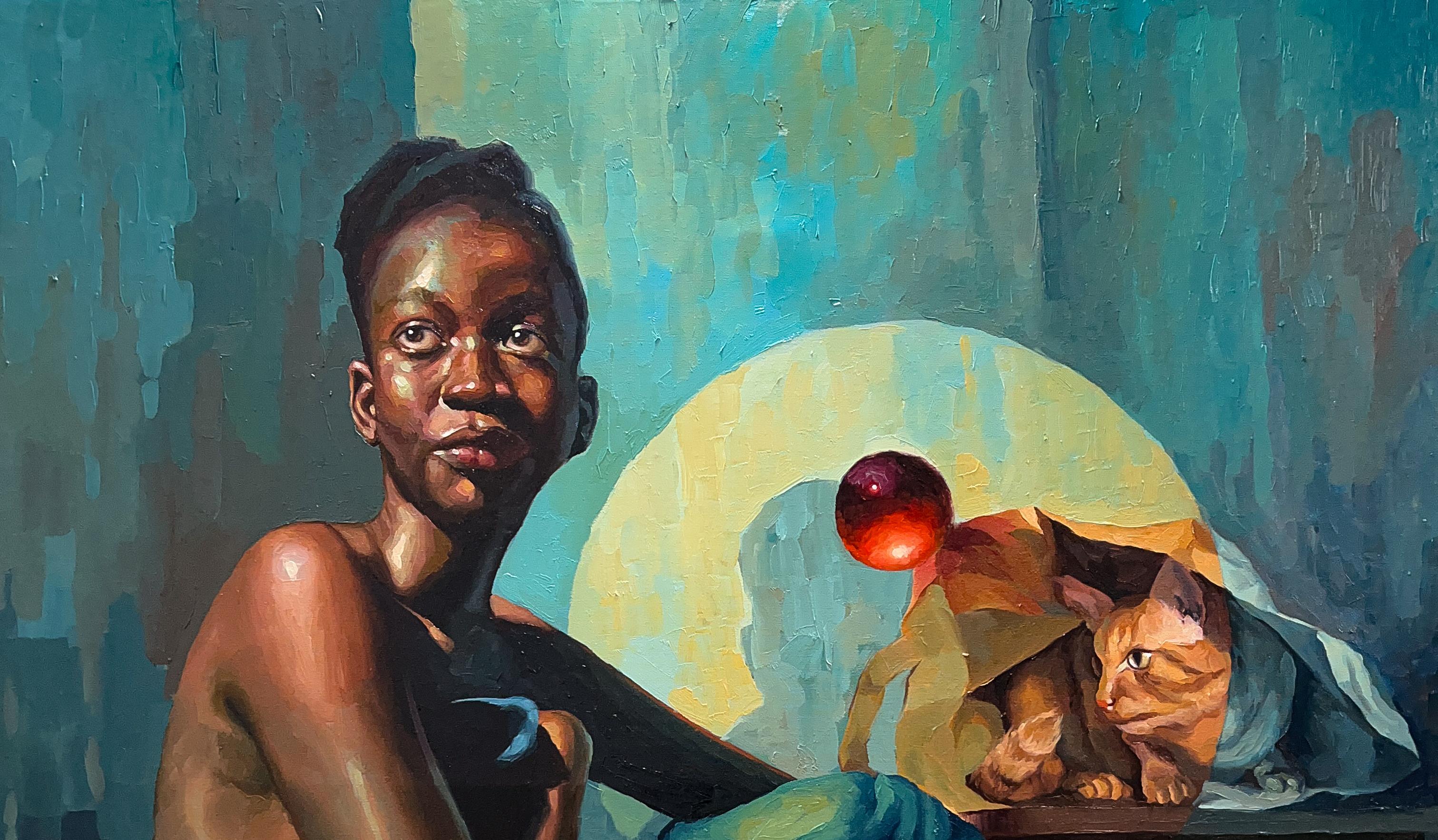 Into The Light 2  -21. Jahrhundert, Zeitgenössisch, Figurativ, Surrealismus, Frauen – Painting von Elisha Nyong