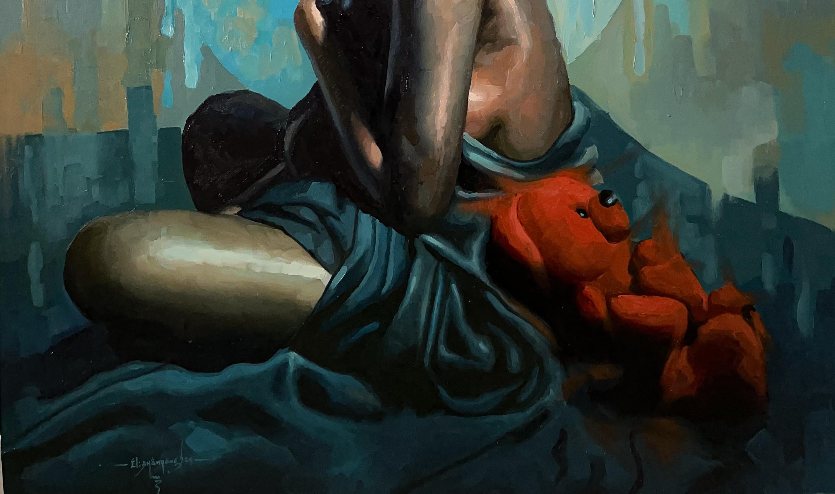 Odd Tales From an Old Flame -21. Jahrhundert, Zeitgenössisch, Figurativ, Surrealismus (Expressionismus), Painting, von Elisha Nyong