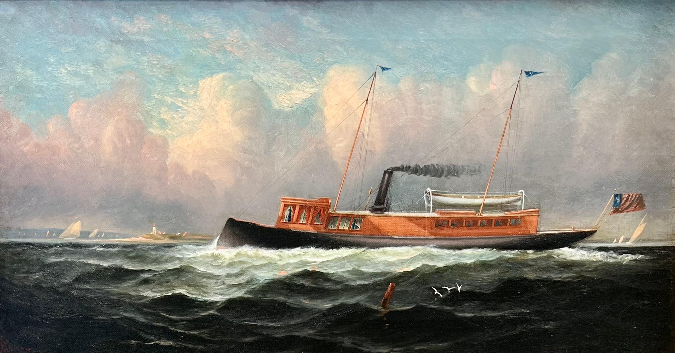 The Seawanhaka Corinthian Yacht Club Tender - Painting by Elisha Taylor Baker