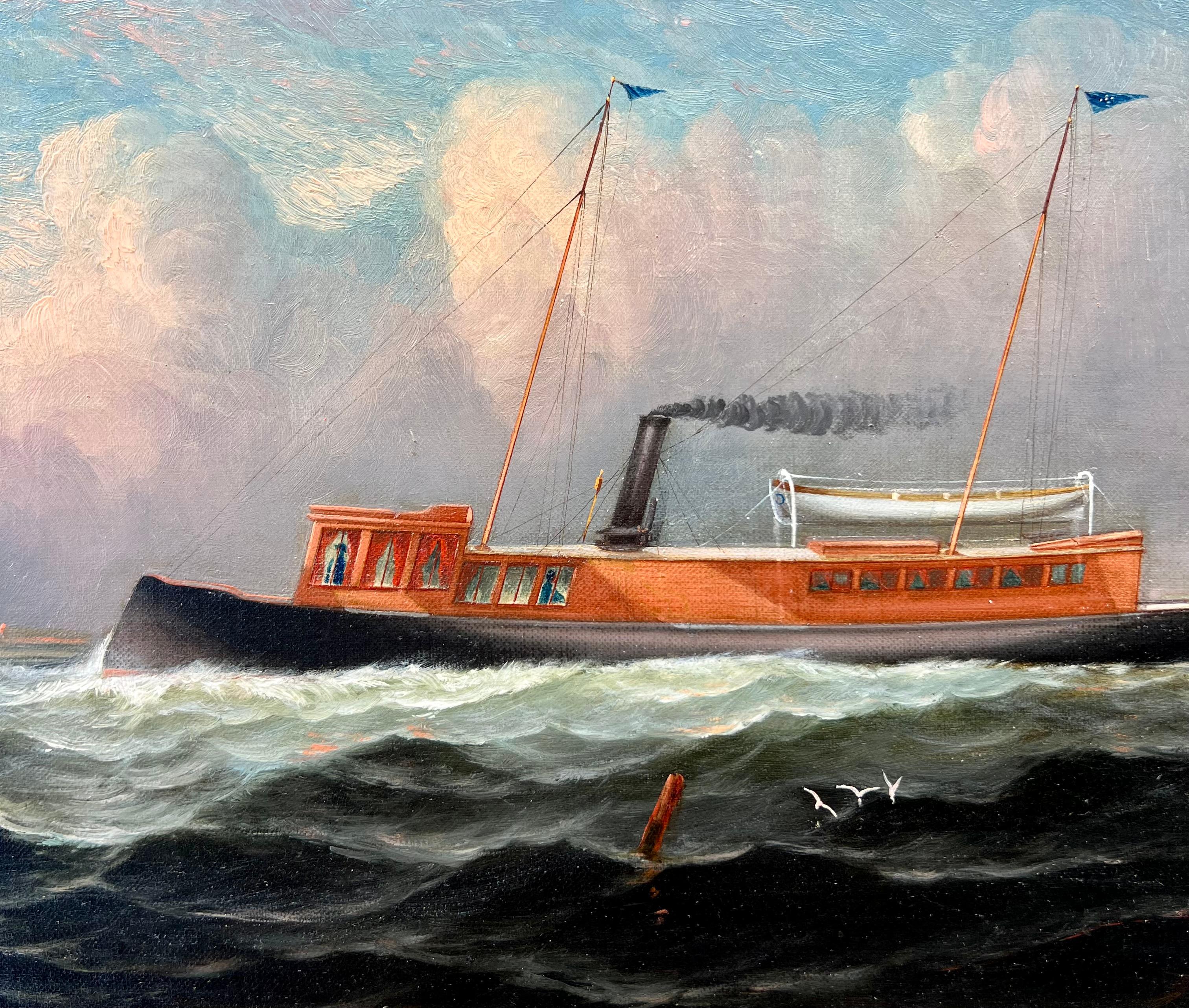 The Seawanhaka Corinthian Yacht Club Tender - Hudson River School Painting by Elisha Taylor Baker