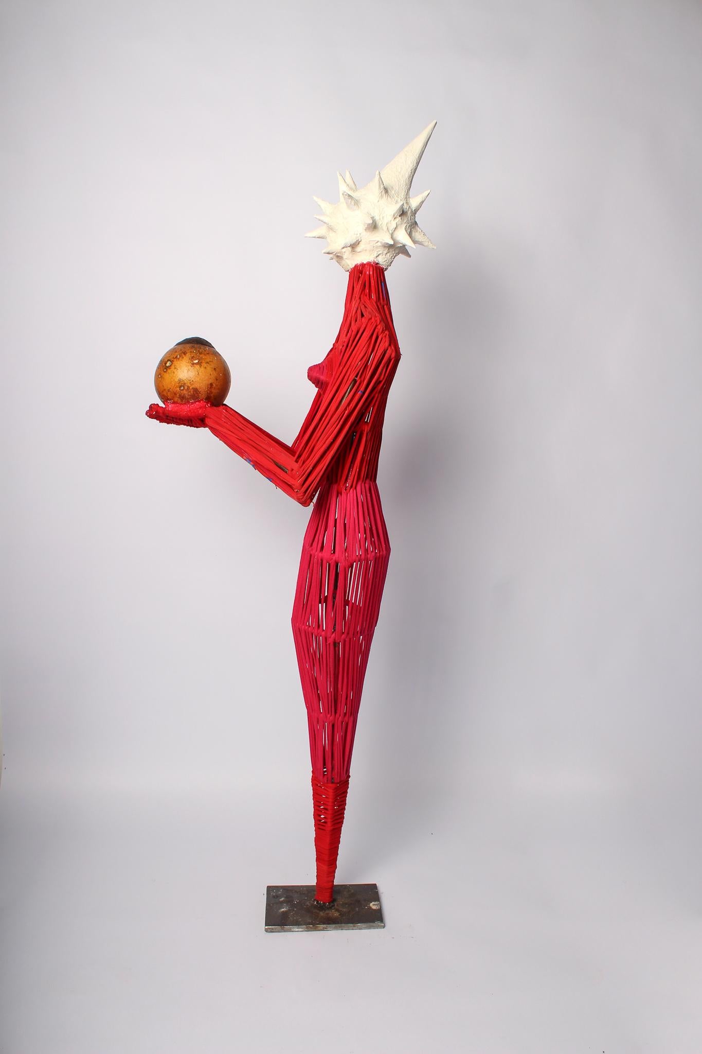 Alms Woman, Elisia Nghidishange, Mixed media sculpture For Sale 9