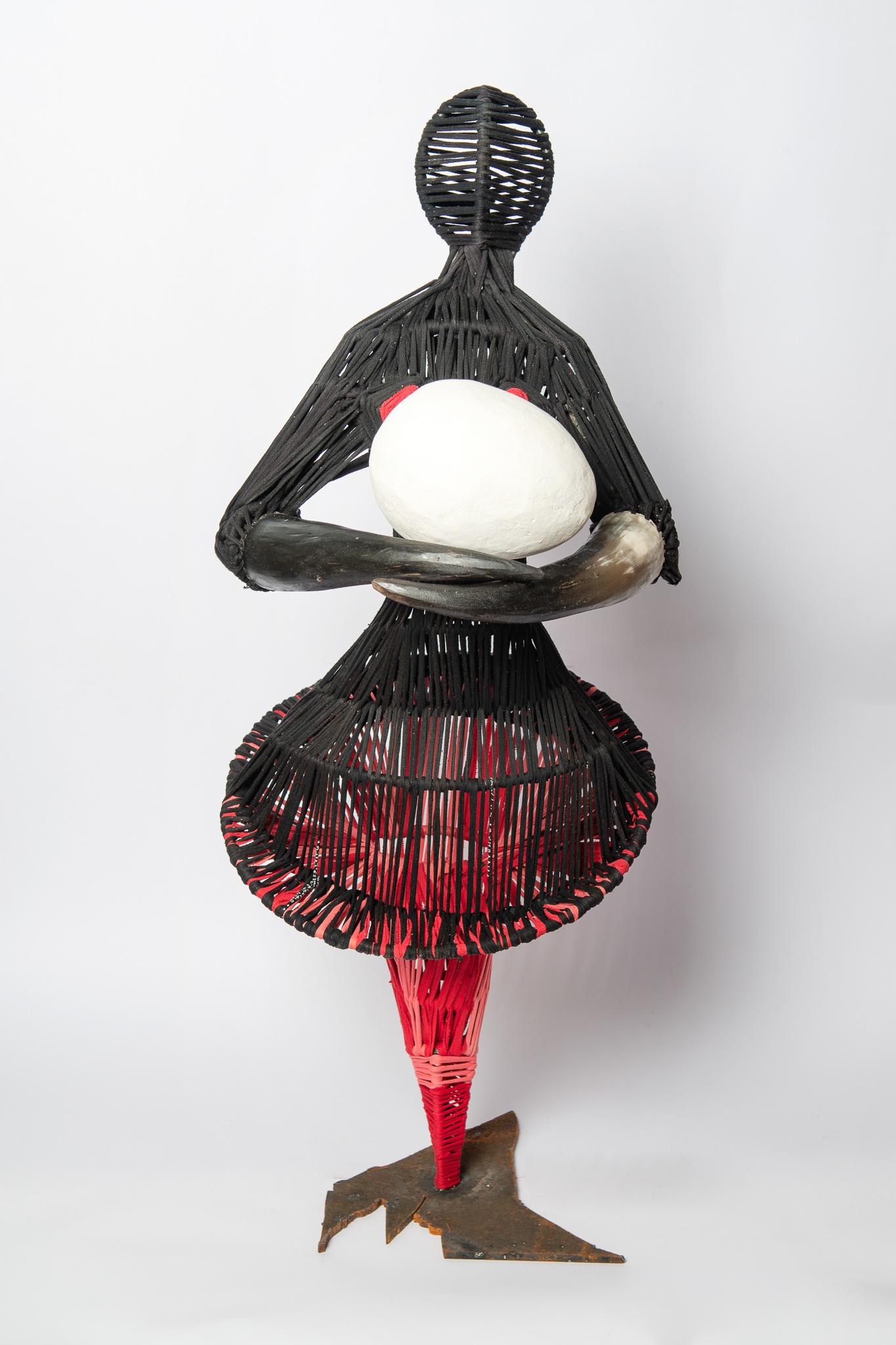 Caring Mother, Elisia Nghidishange, Mixed media: metal, fabric, plaster 8