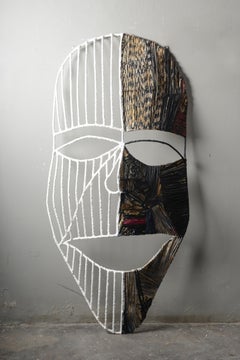 The mask of the two sides 1, Elisia Nghidishange, mixed media, fabric, plaster
