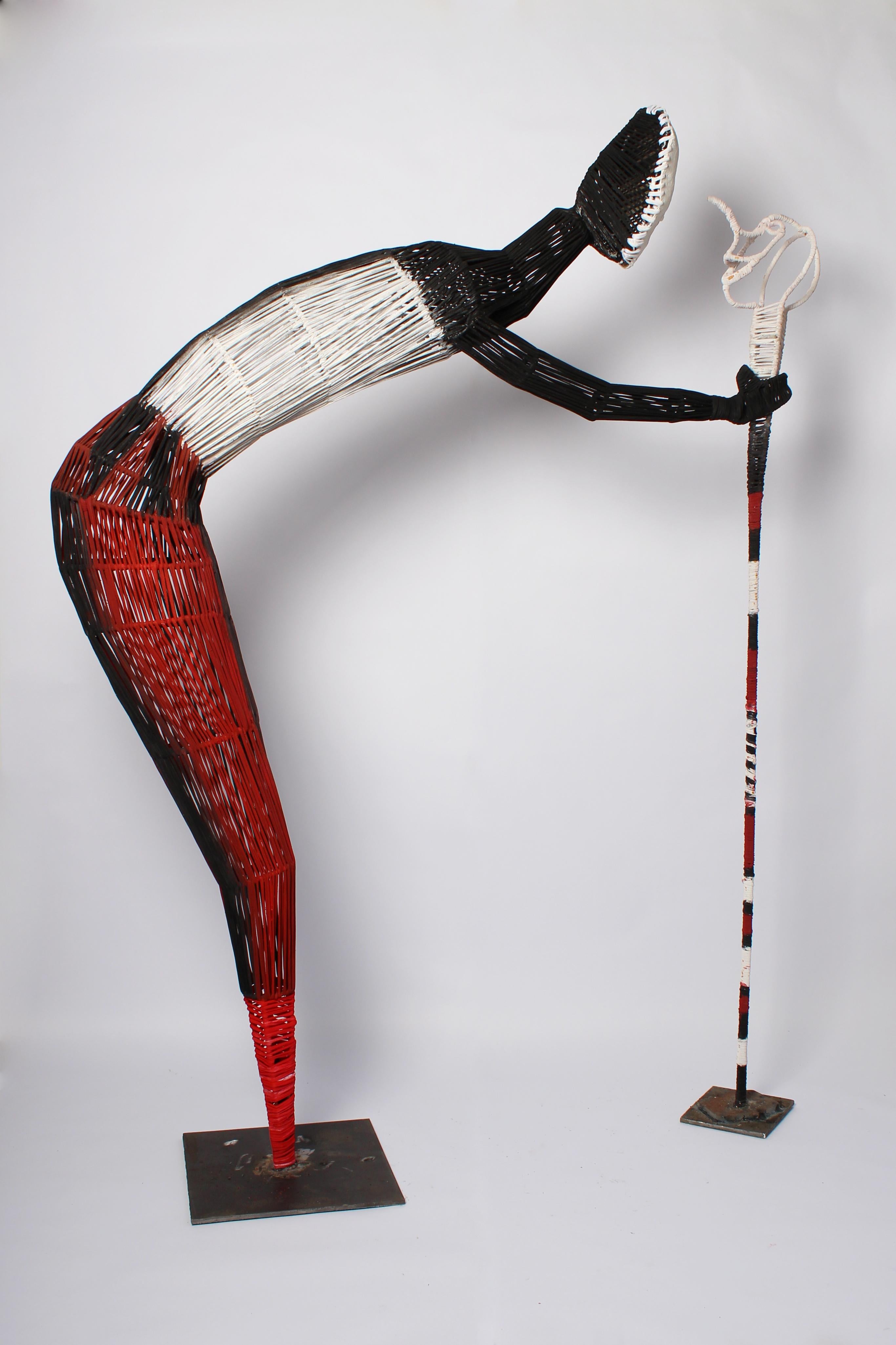 The Walking Stick, Elisia Nghidishange, Mixed media sculpture For Sale 8