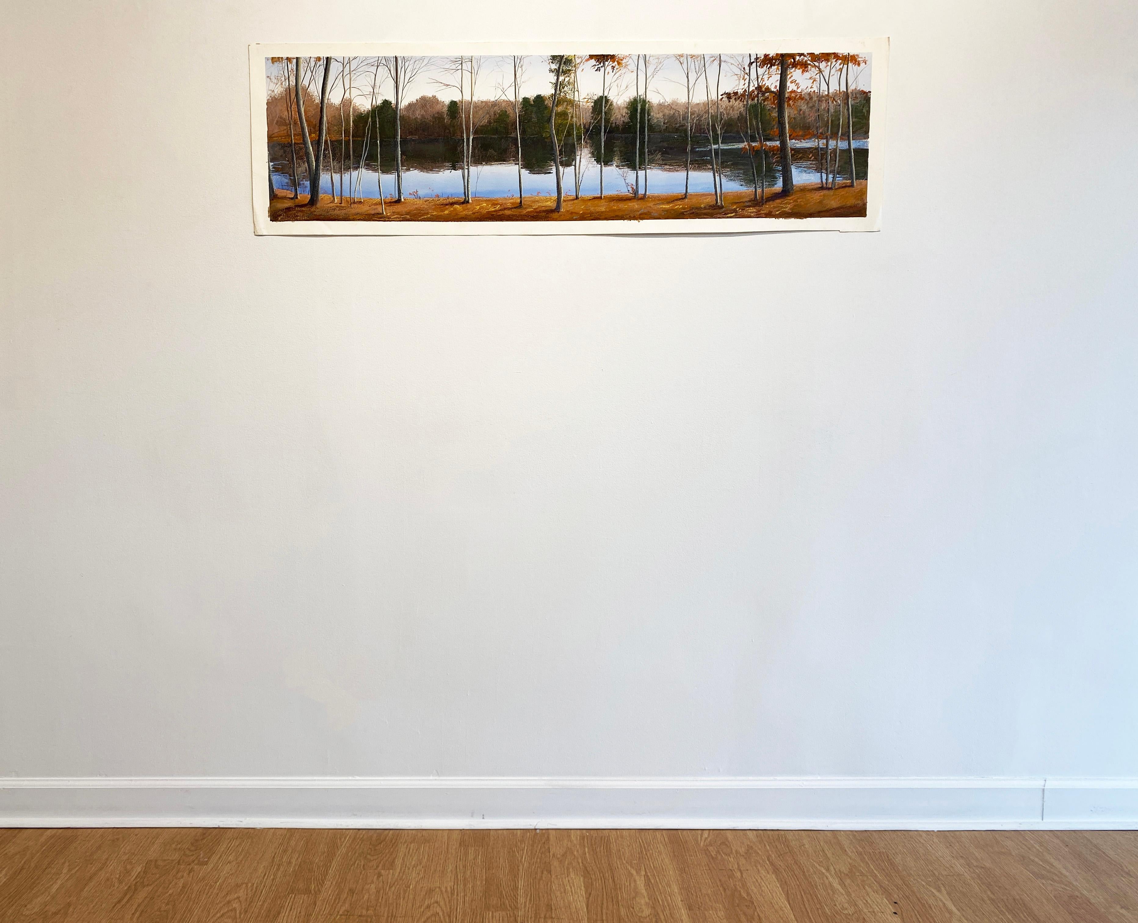 Serata laghetto - Landscape Painting Nero di Elissa Gore