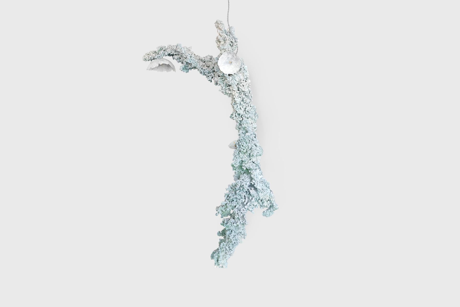 French Elissa Lacoste Contemporary Hanging Chandelier model Verdigris, aluminum, resin For Sale