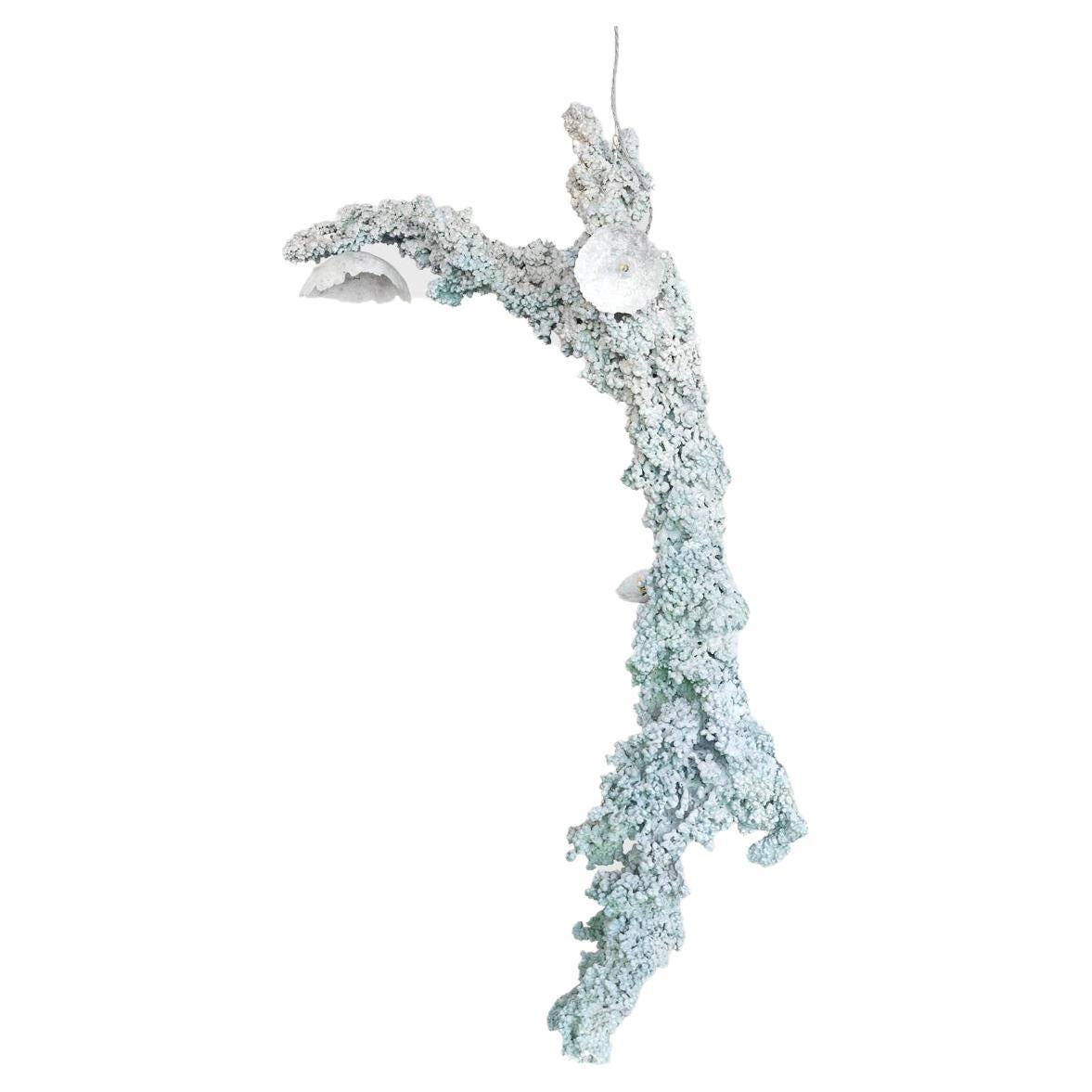 Elissa Lacoste Contemporary Hanging Chandelier model Verdigris, aluminum, resin For Sale
