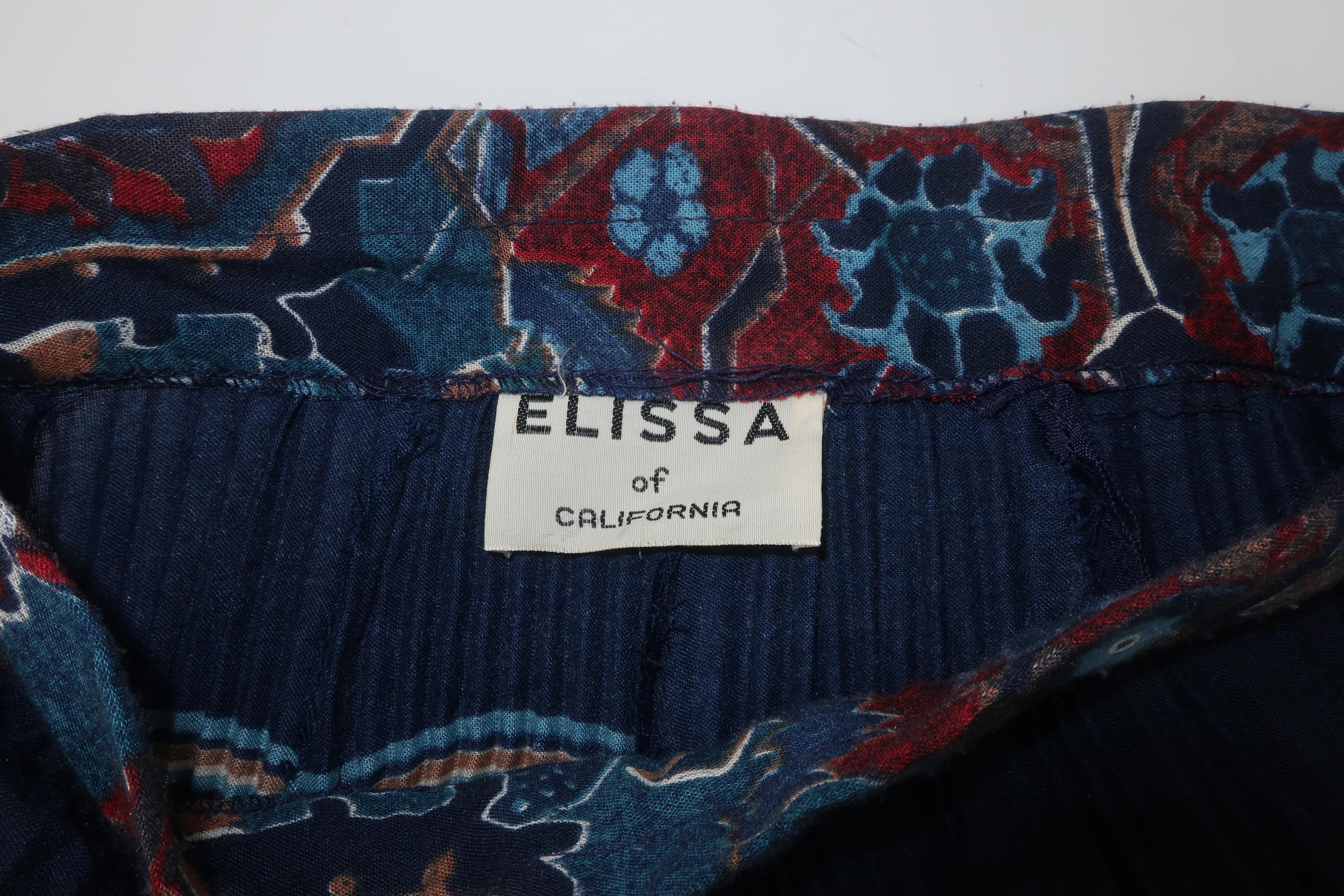 Elissa of California Bohemian Maxi Micro Pleated Skirt, 1970's 3