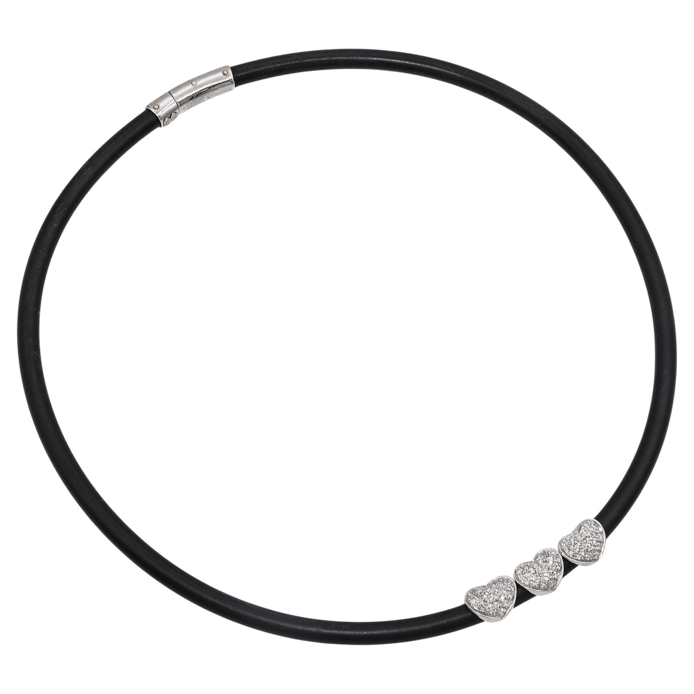 Elite To Be, collana in oro bianco con diamante e cuore in caucciù in vendita