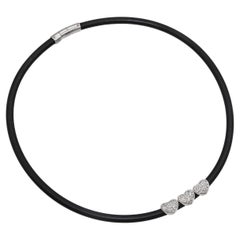 Elite 18K White Gold Diamond Heart Rubber Necklace