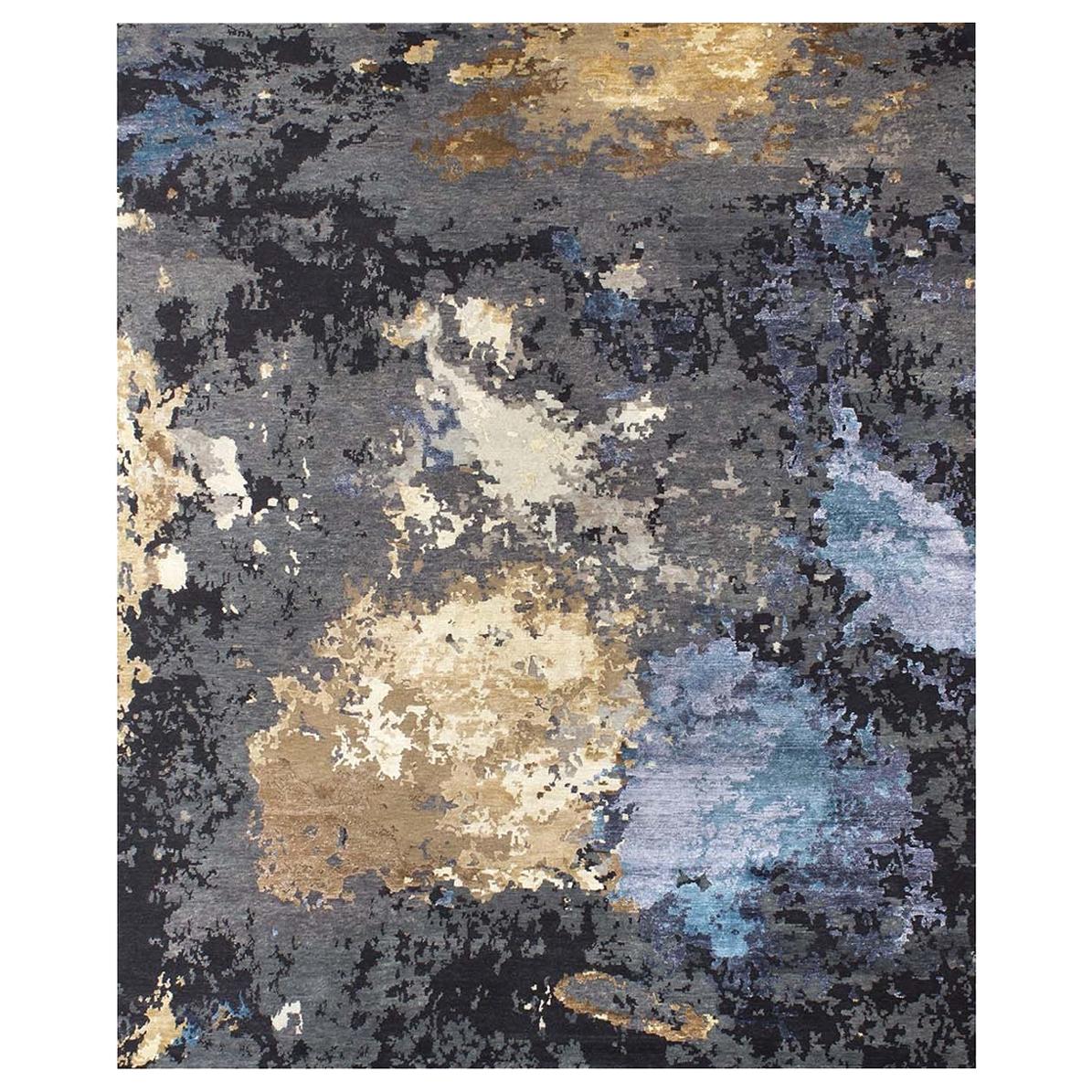 Elite Charcoal Blue Gold Rug For Sale