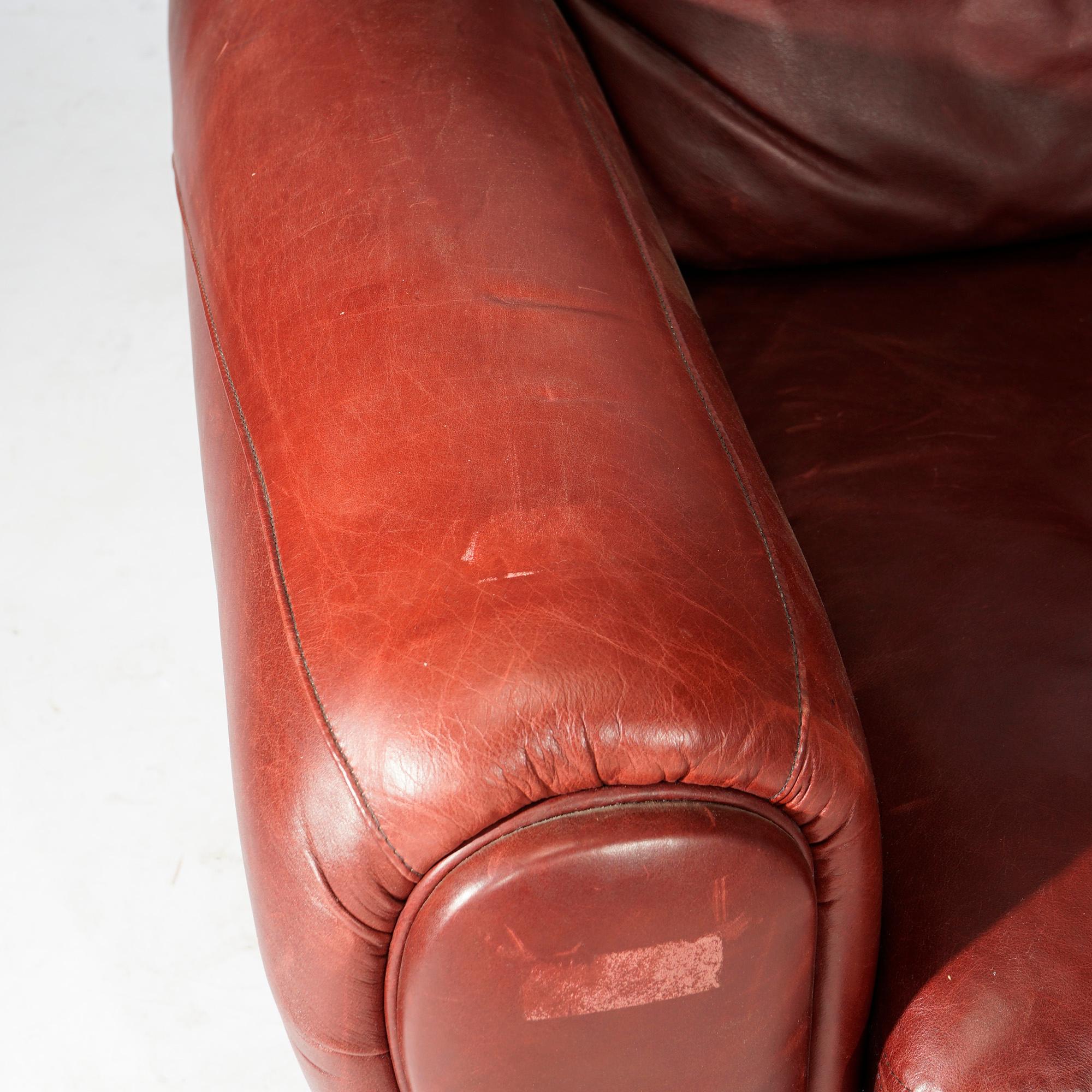 Elite Cordovan Leather Club Chair & Ottoman 20th C 5
