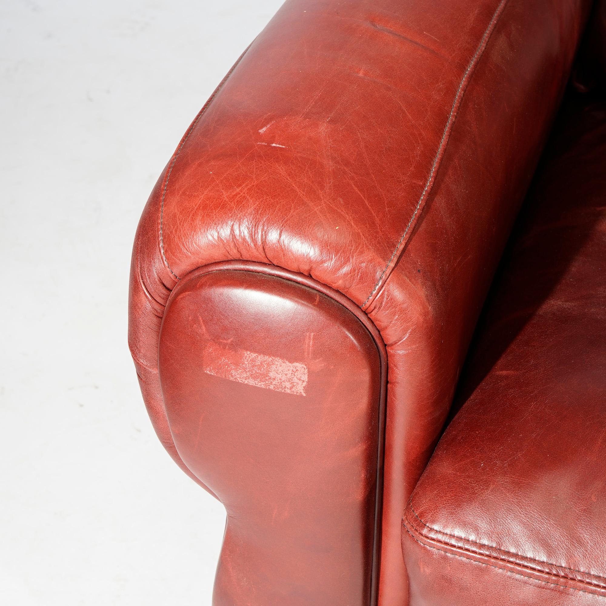 Elite Cordovan Leather Club Chair & Ottoman 20th C 6