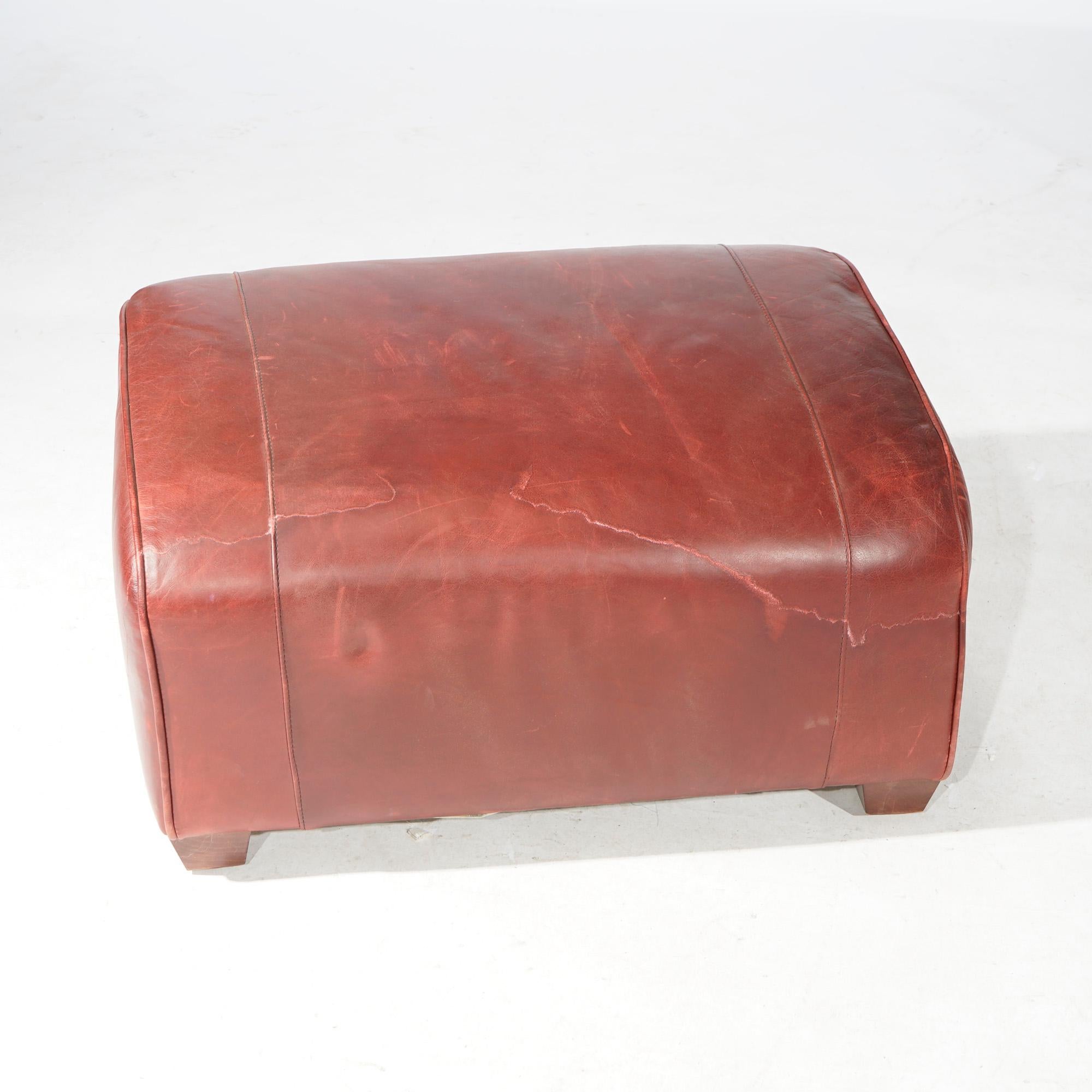 Elite Cordovan Leather Club Chair & Ottoman 20th C 10