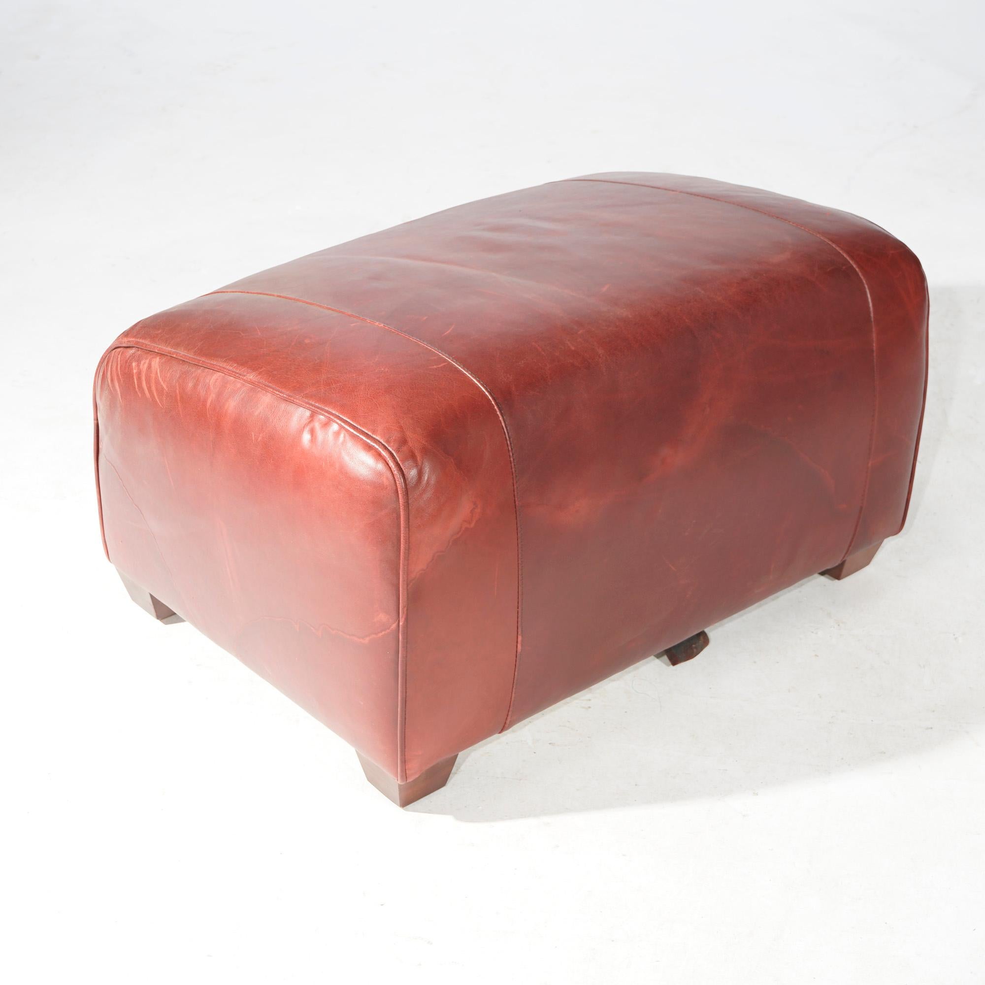 Elite Cordovan Leather Club Chair & Ottoman 20th C 12