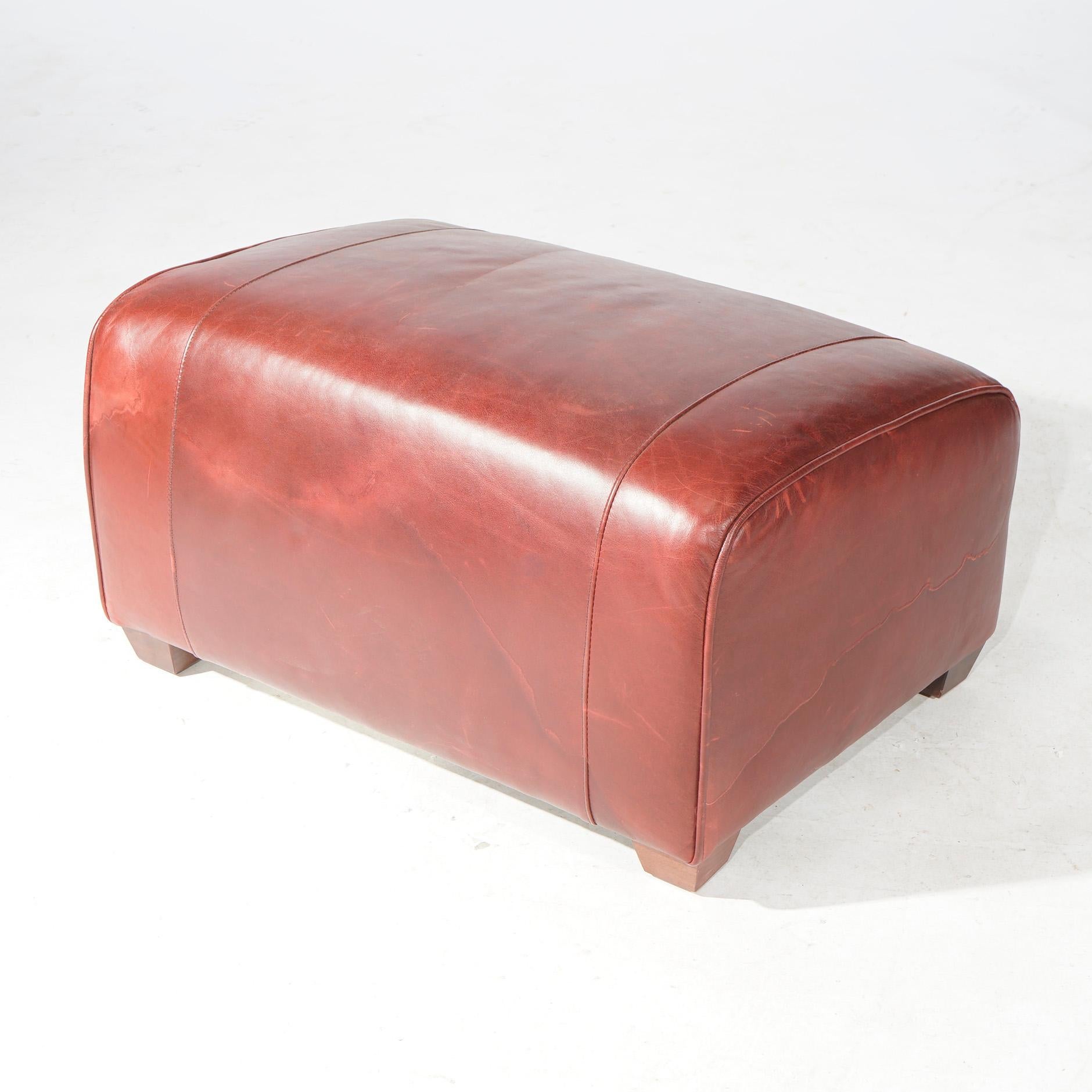 Elite Cordovan Leather Club Chair & Ottoman 20th C 13