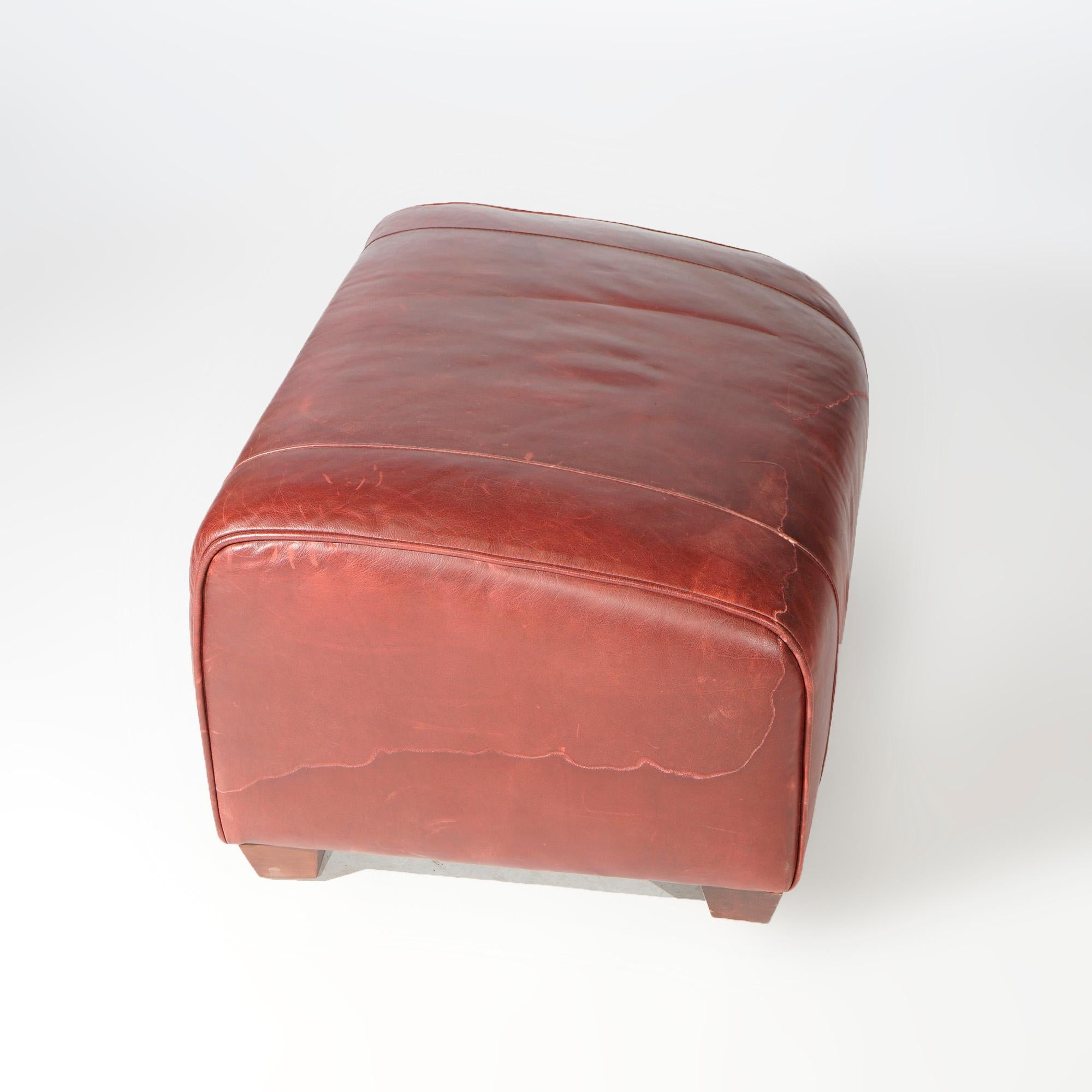 Elite Cordovan Leather Club Chair & Ottoman 20th C 14